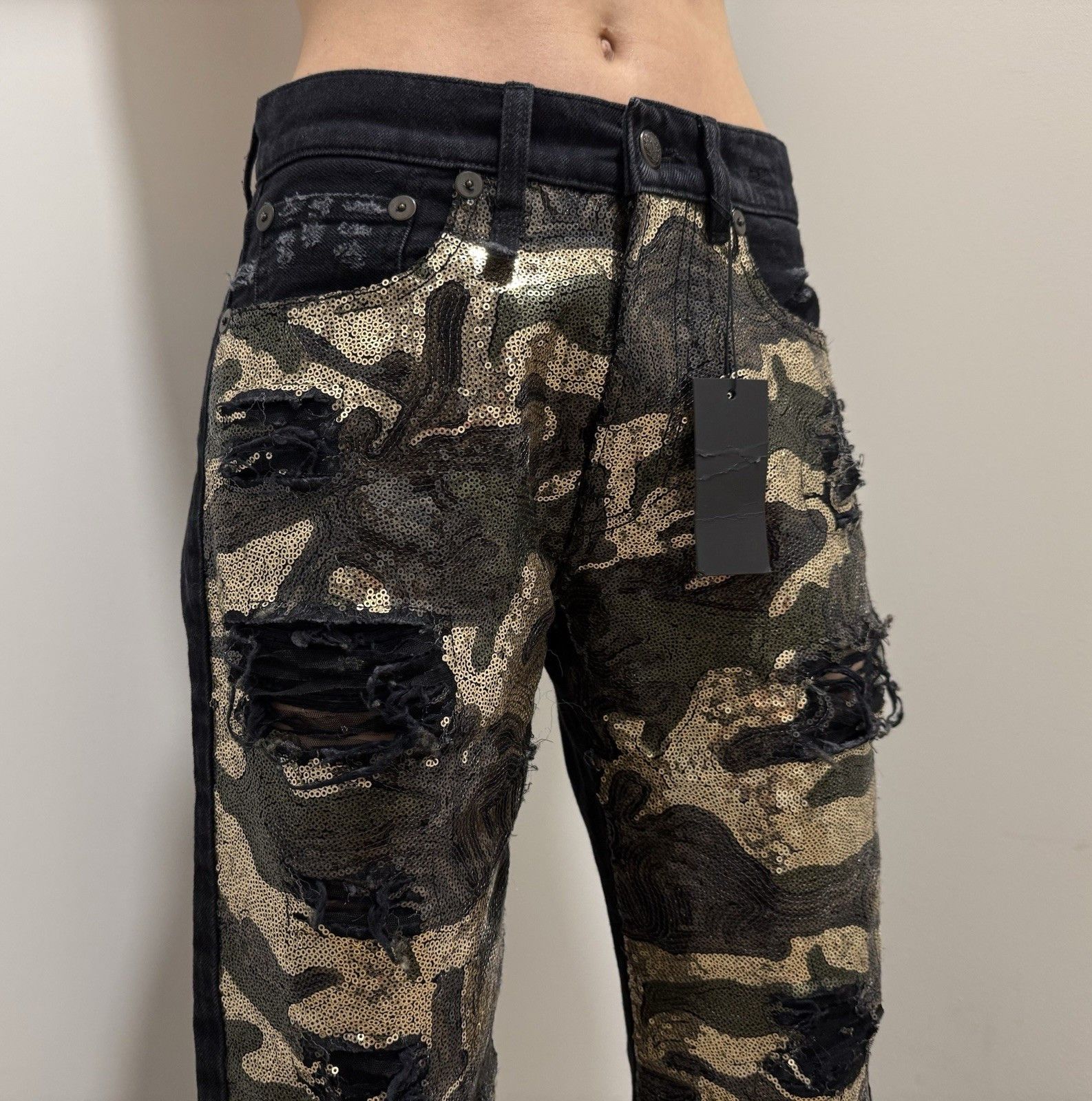 R13 R13 Universe Appean Moana Sequin Denim Camo Boyfriend Jeans Size 25" / US 0 / IT 36 - 10 Thumbnail