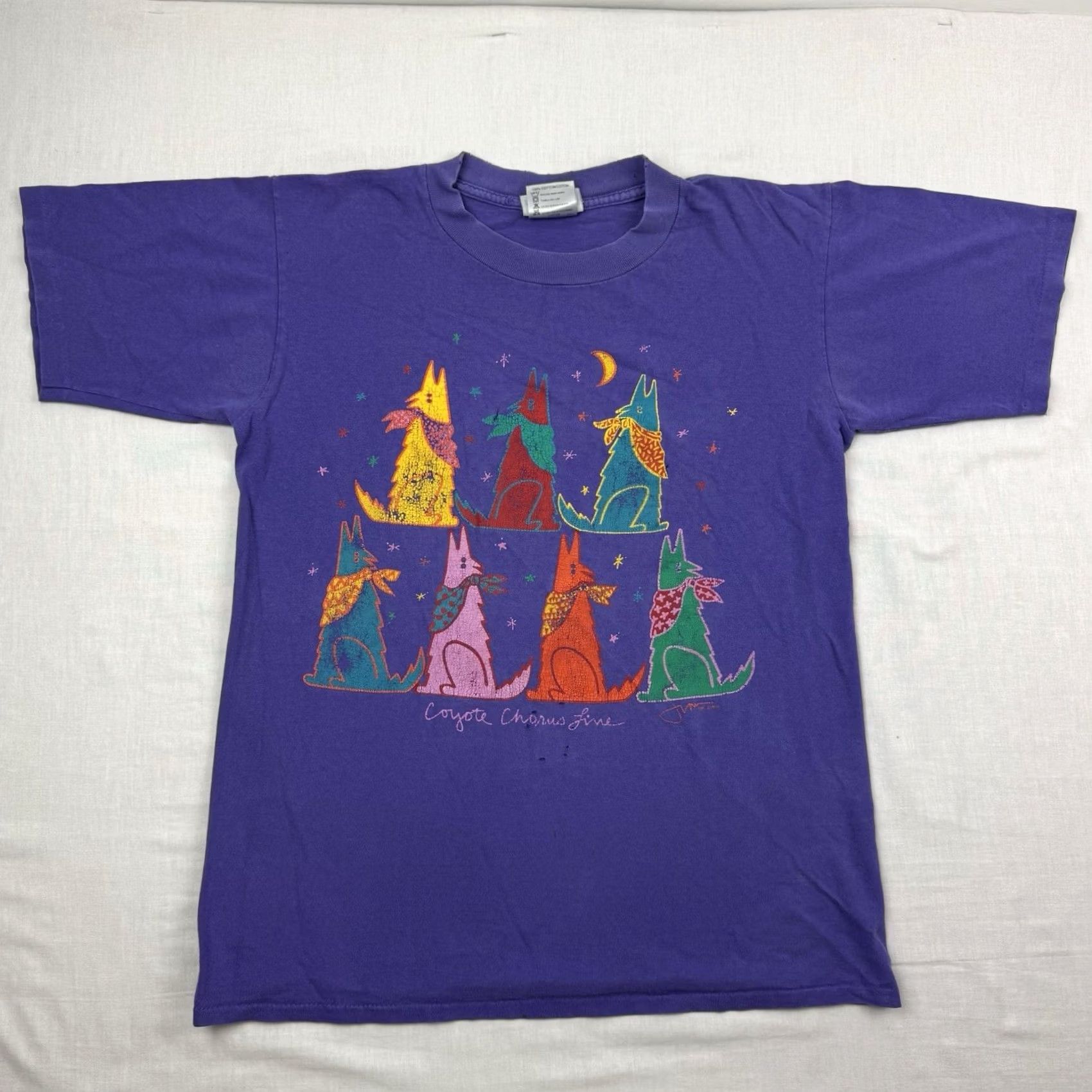 Vintage VINTAGE Oneita Coyote Chorus T Shirt Adult Large Purple Cotton Nature 90s Animals Mens Size US L / EU 52-54 / 3 - 2 Thumbnail