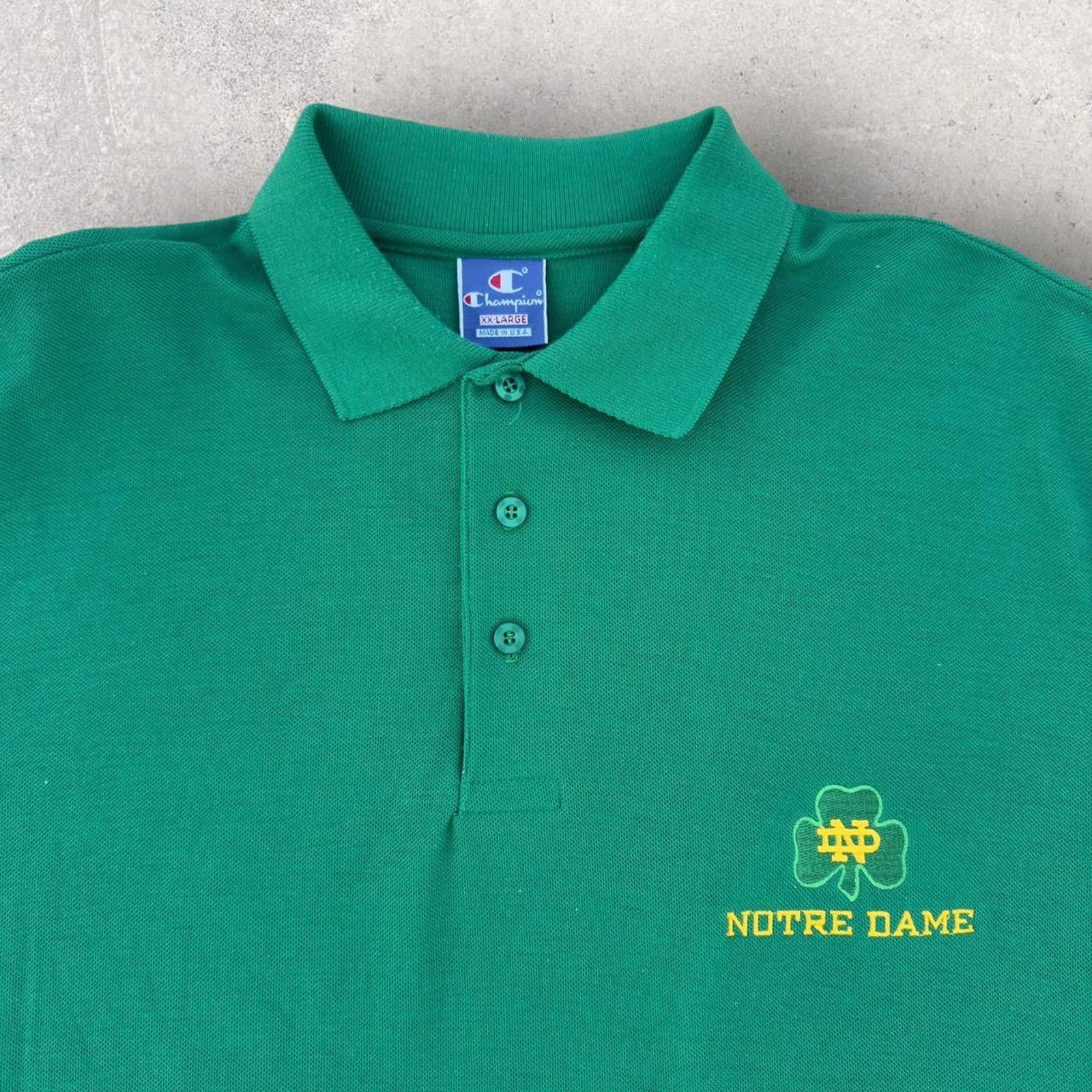 Champion × NCAA × Vintage Vintage 1980s Notre Dame Polo Shirt – Champion Size US XL / EU 56 / 4 - 2 Thumbnail