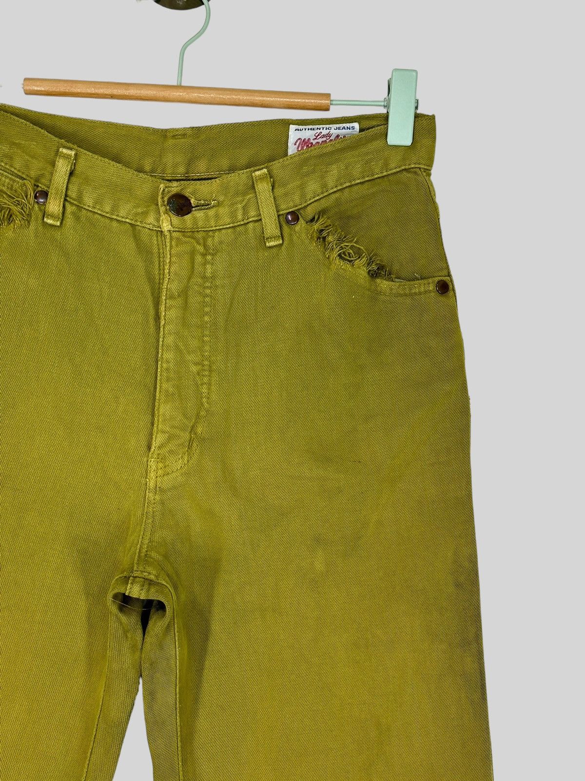 Japanese Brand FLARE BLUE BELL LADY WRANGLER GREEN BOOY CUT JEANS Size US 28 / EU 44 - 5 Thumbnail