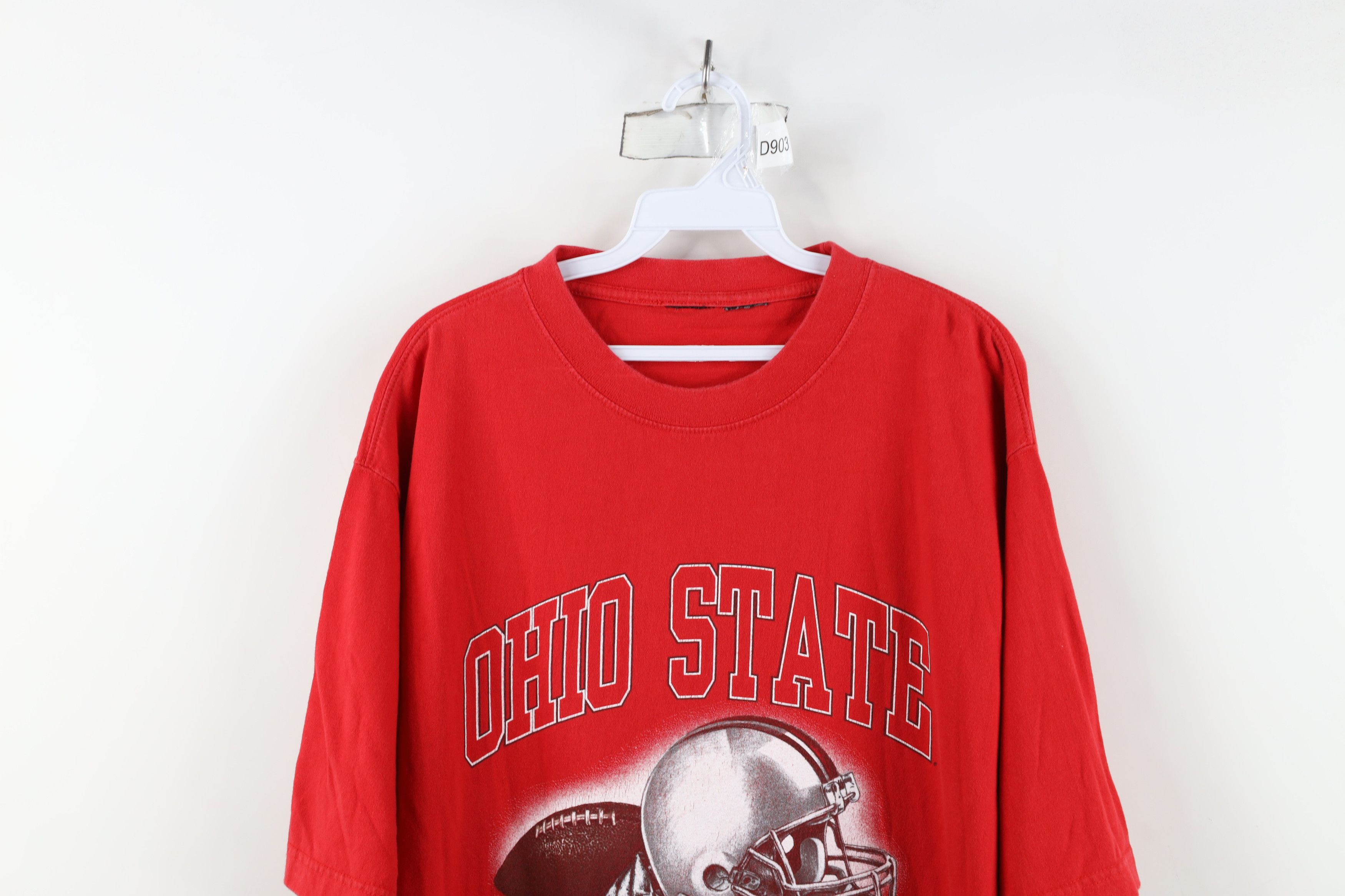Vintage Vintage 90s Spell Ohio State University Football T-Shirt Red Size US XL / EU 56 / 4 - 2 Thumbnail