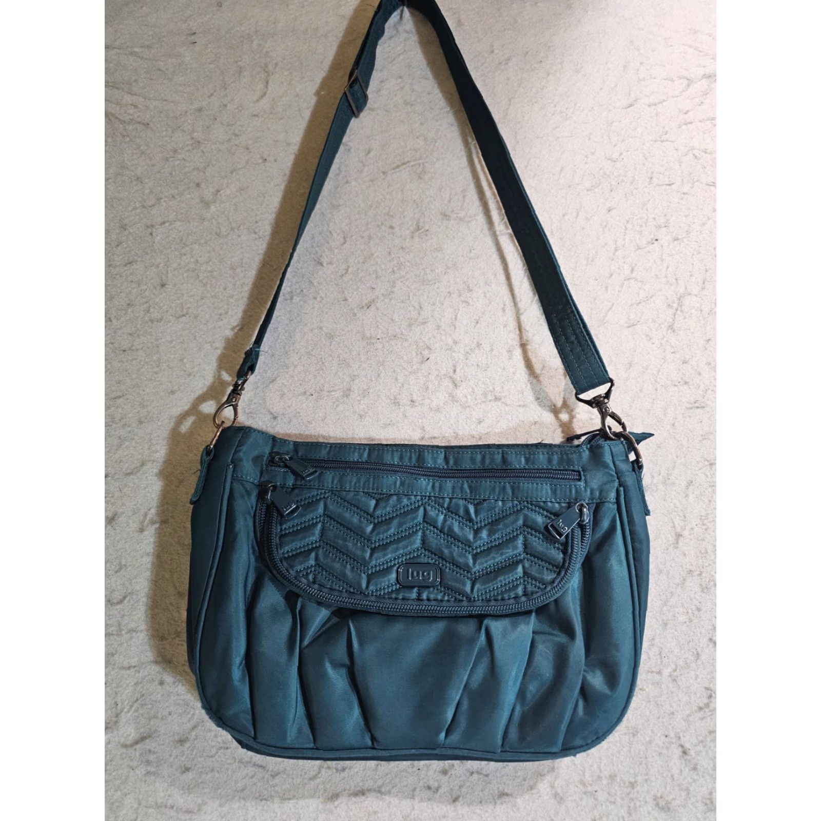 Vintage Lug Classic Mamba Crossbody Bag Blue Green Quilted Nylon Travel Purse Organized - Womens, Small, Crossbody, Navy? Size ONE SIZE - 4 Thumbnail