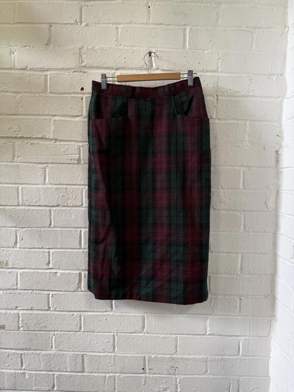 Unknown London Vintage Plaid Midi Skirt Size 32" / US 10 / IT 46 - 2 Thumbnail