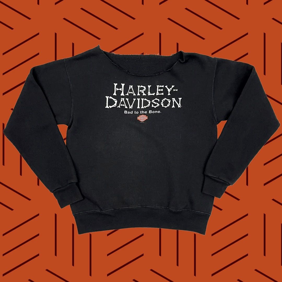 Harley Davidson VTG 90s Harley-Davidson Sweatshirt Womens S/M Bad to Bone Skeleton Crew Nero/Black Size M / US 6-8 / IT 42-44 - 1 Thumbnail