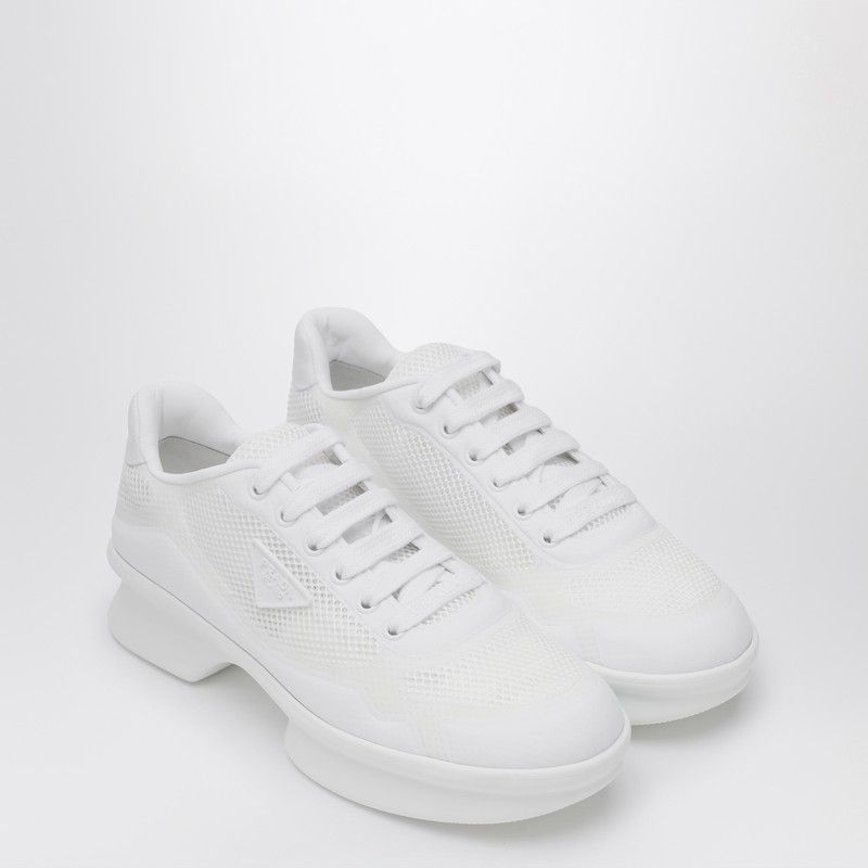 Prada Prada White Fabric And Mesh Low-Top Sneaker Size US 10 / IT 40 - 1 Thumbnail