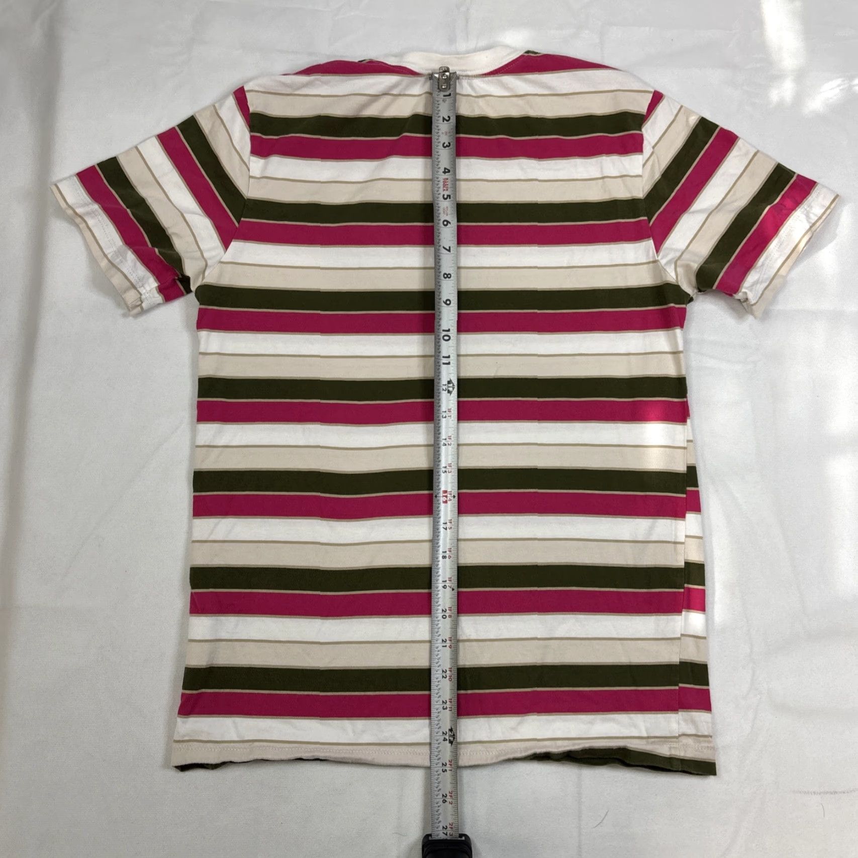 Nike Nike Men's Sportswear Club Striped T-Shirt DN5255-100 Size S Pink Green Shirt Mens Regular Short Sleeve Crew Neck Multicolor Logo Size US S / EU 44-46 / 1 - 5 Thumbnail