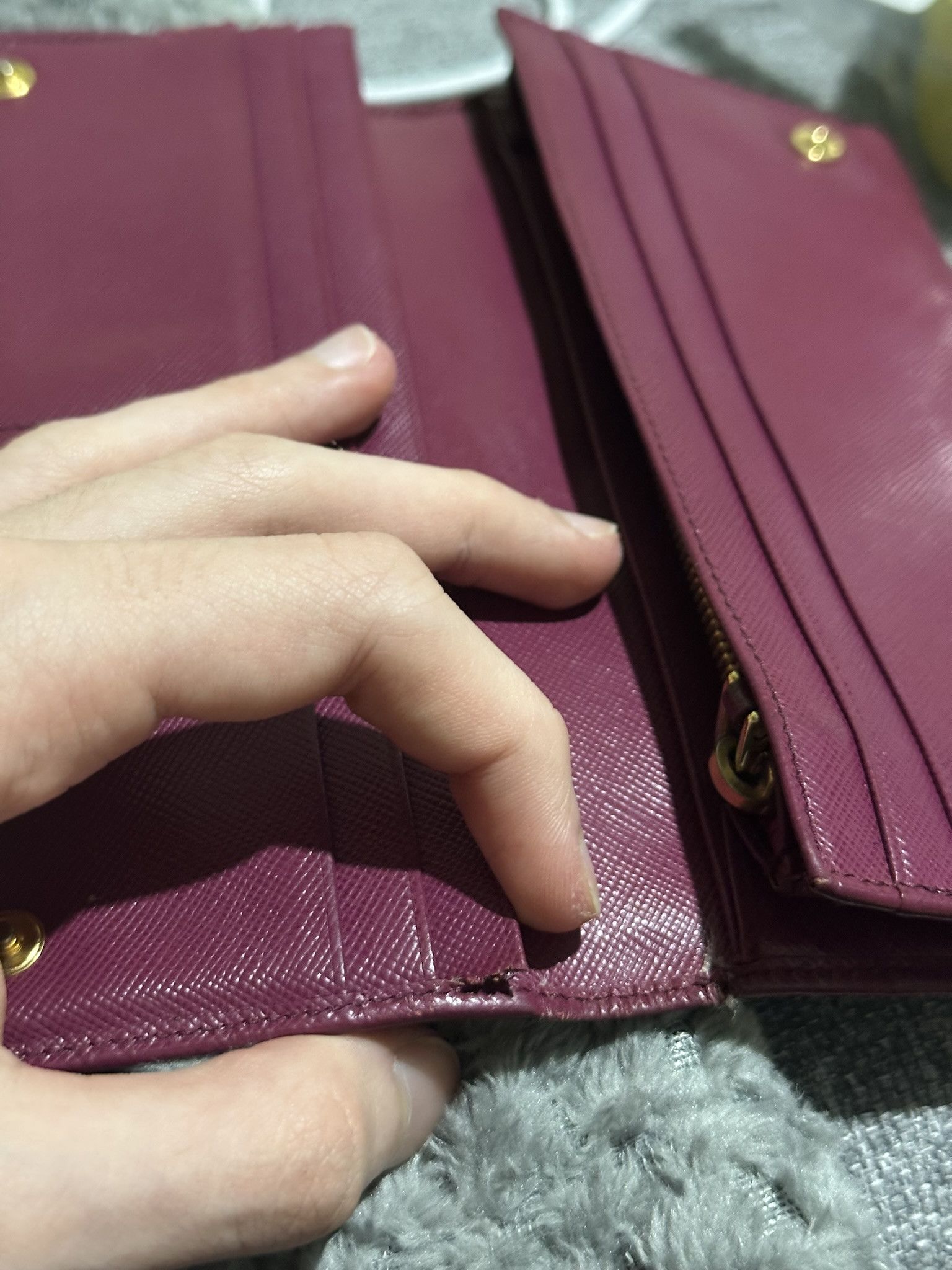 Prada Authentic Prada Wallet Saffiano Long Logo Magenta Size ONE SIZE - 15 Thumbnail