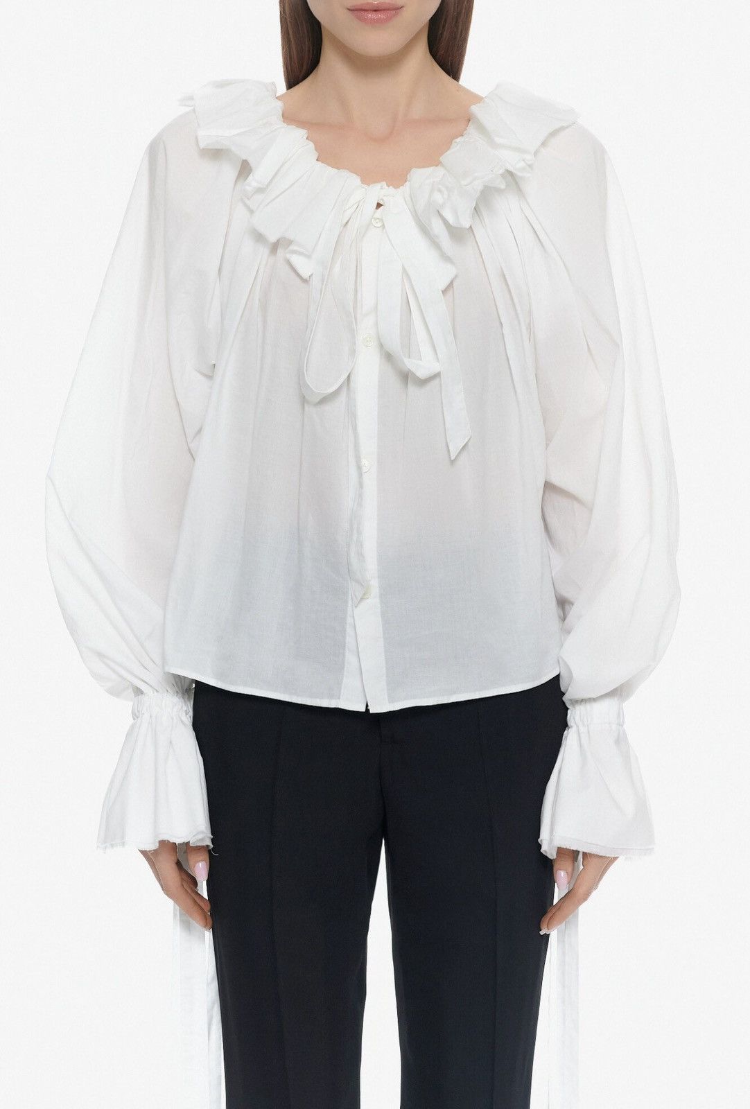 Ann Demeulemeester Ann Demeulemeester Stee Ruffled Draped Shirt Size XS / US 0-2 / IT 36-38 - 1 Thumbnail