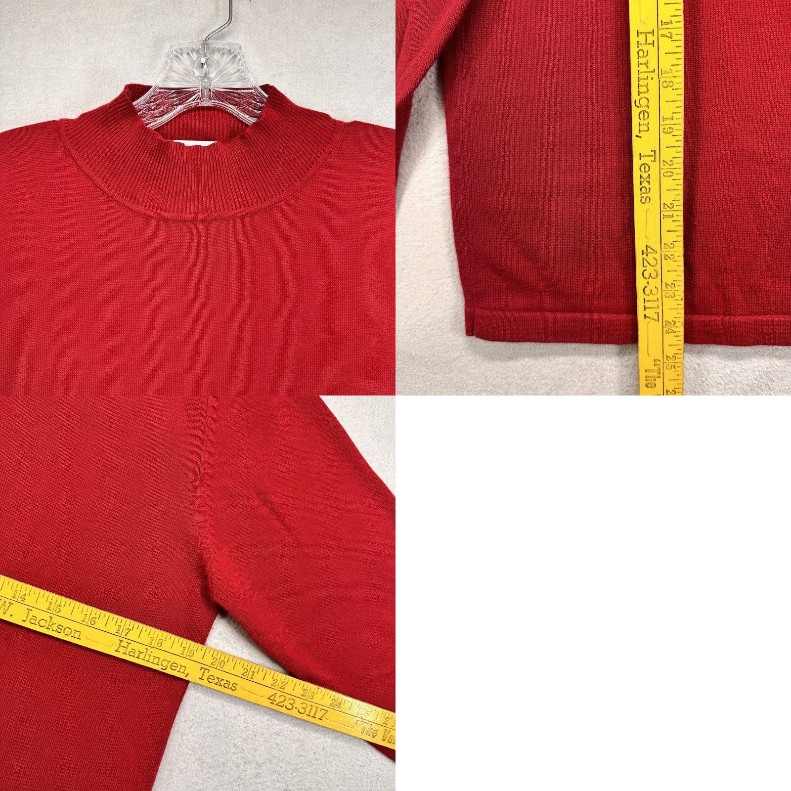 Vintage VINTAGE Casual Corner Annex Sweater Women’s Medium Red Knit 100% Cotton Mock Neck Pullover 80s 90s Womens Size M / US 6-8 / IT 42-44 - 8 Thumbnail