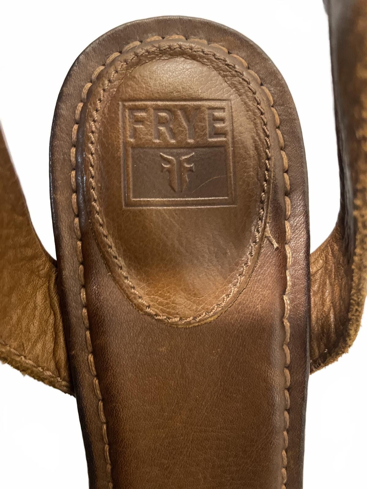 Frye Frye Brown Leather Wedge Sandals Womens 9.5 Sling Back Boho Size US 9.5 / IT 39.5 - 2 Thumbnail