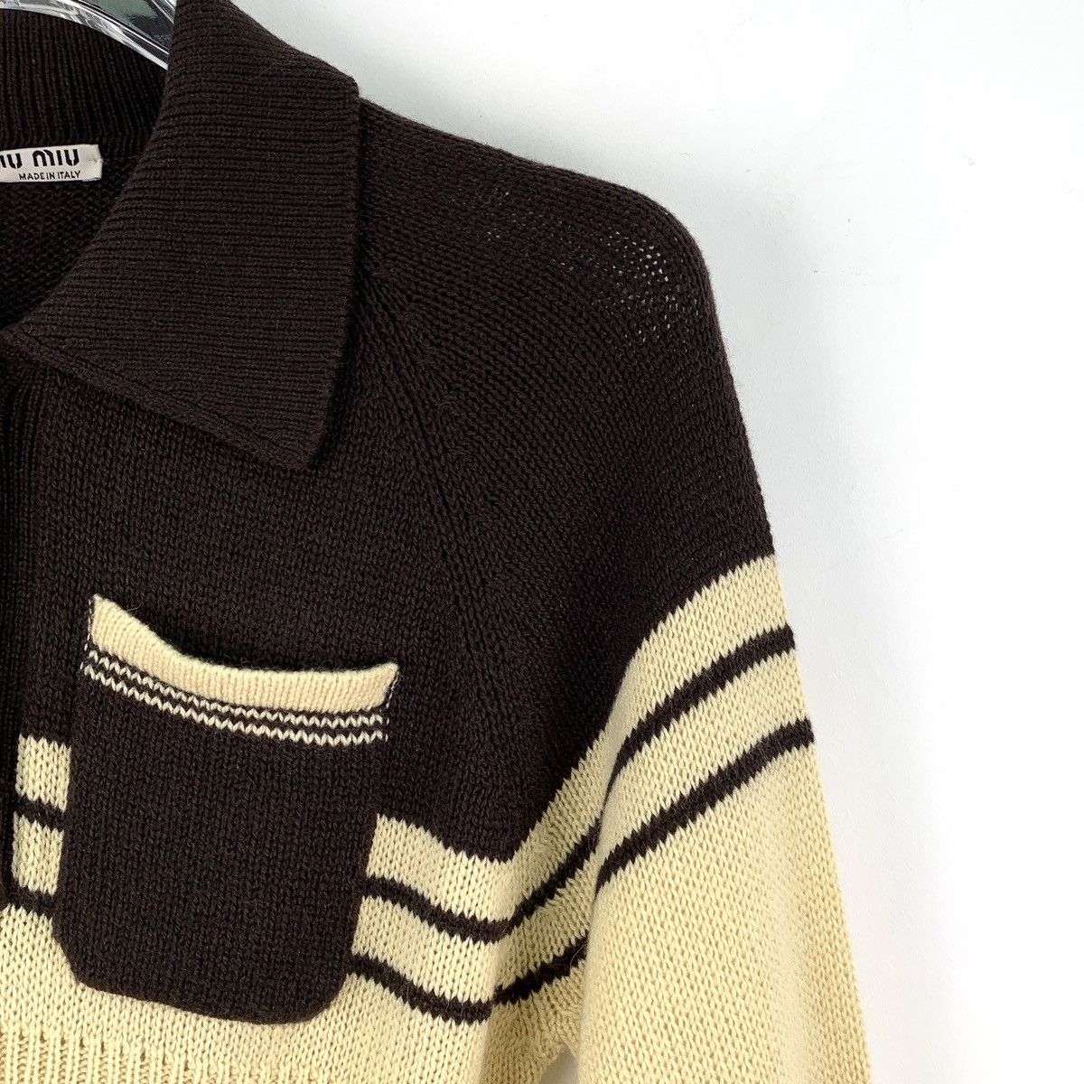Miu Miu Miu Miu Striped Long-sleeve Knit Cardigan K26WX Size M / US 6-8 / IT 42-44 - 3 Thumbnail