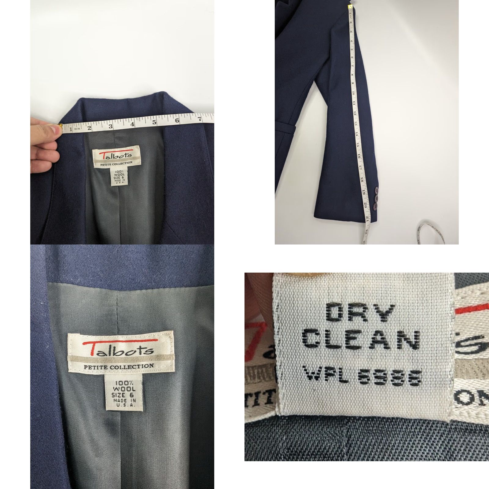 Talbots VINTAGE Talbots Blazer Jacket Women's 6 Navy Solid One-Button Capsule Coat Wool Blend Long Sleeve Button Blazer Women Fashion Casual Workwear 90s? Size M / US 6-8 / IT 42-44 - 8 Thumbnail