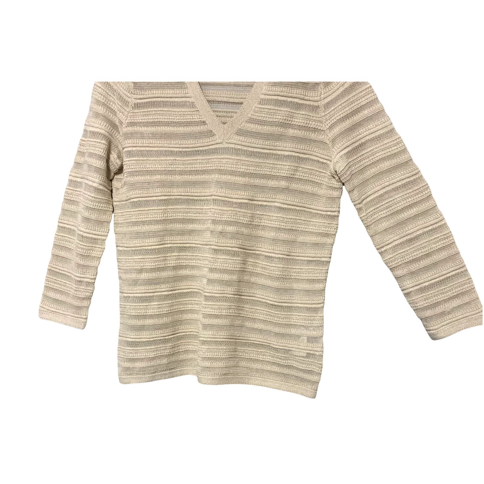 Brooks Brothers Brooks Brothers Glitter Metallic Stripe 3/4 Sleeve Sweater S Size S / US 4 / IT 40 - 6 Thumbnail