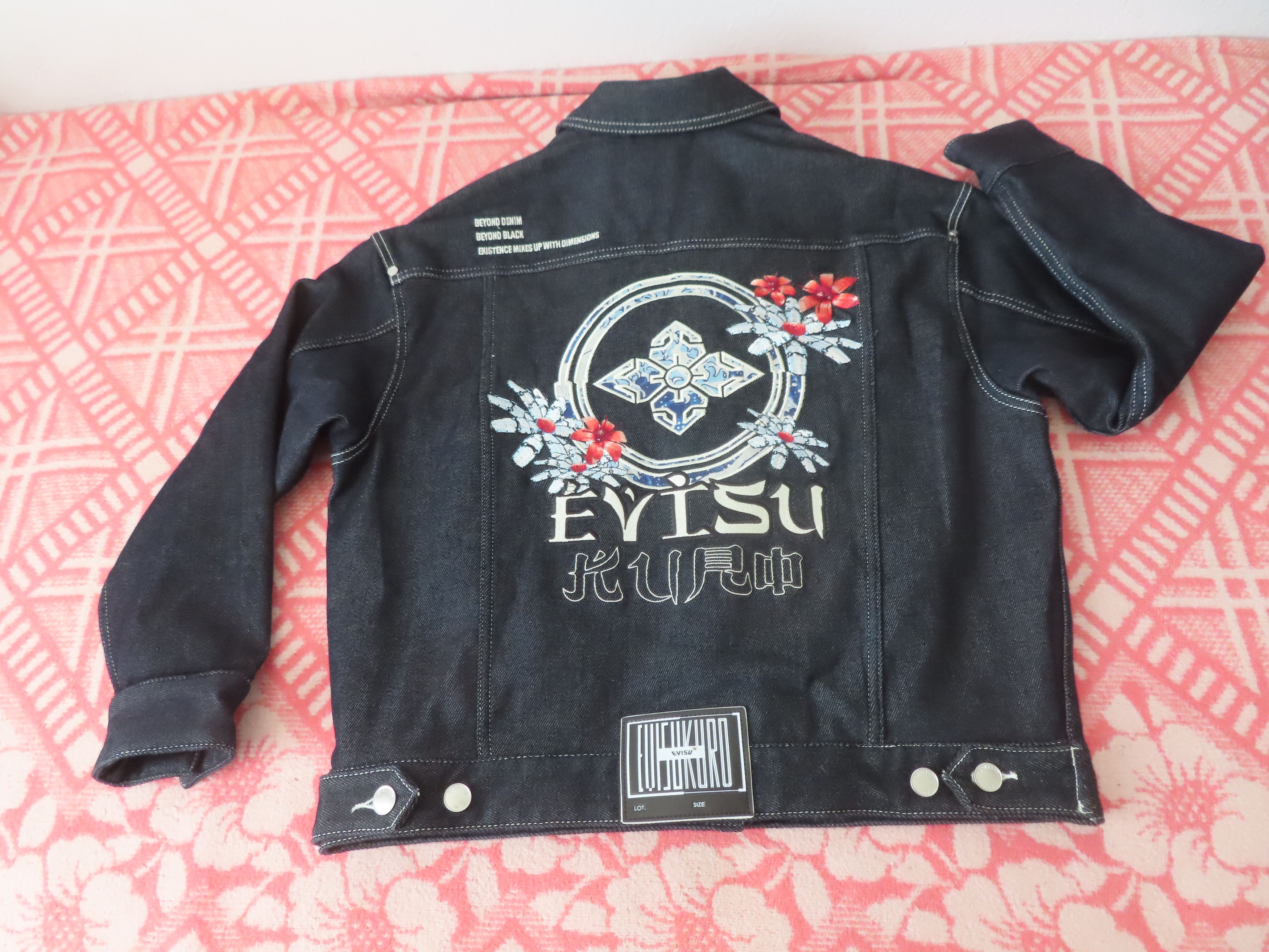 Designer × Evisu evisu kuro Robotic Floral Embroidered Padded Denim Jacket Size XS / US 0-2 / IT 36-38 - 2 Thumbnail