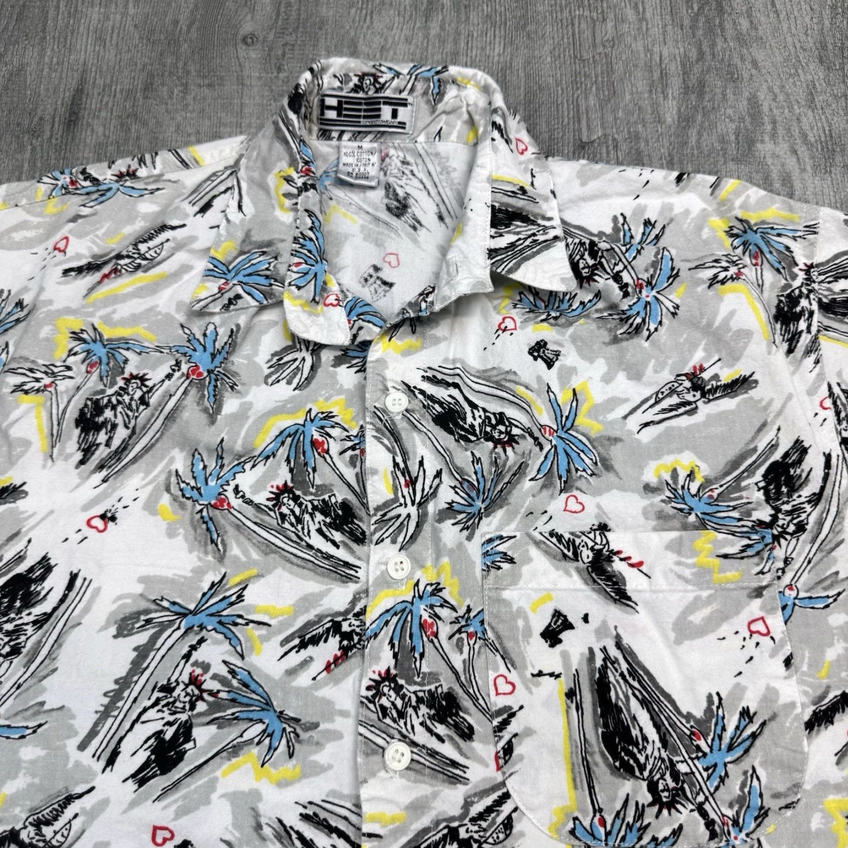 Vintage VINTAGE Heet Tropical Floral Button Shirt M White 90s Summer Beach Party Men's Size US M / EU 48-50 / 2 - 2 Thumbnail