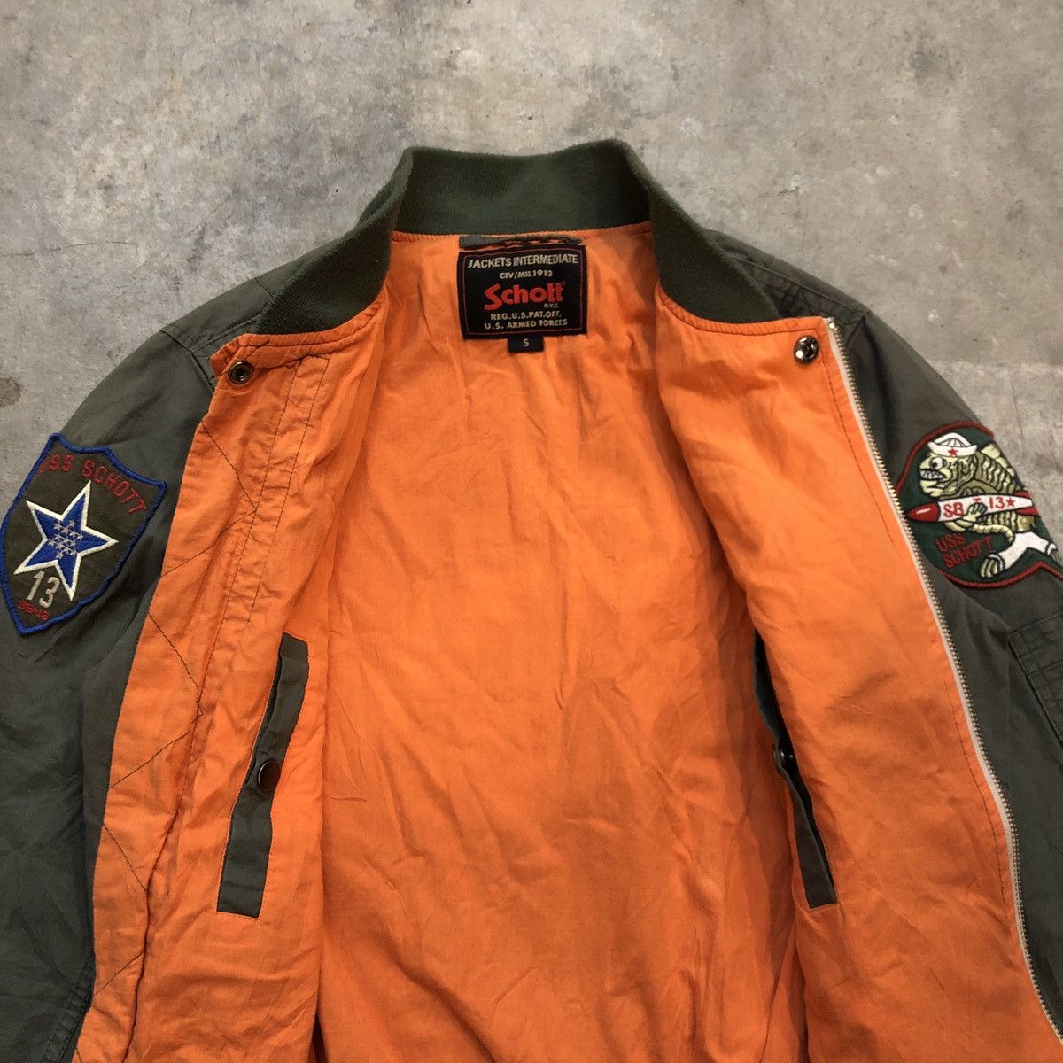 Schott × Vintage Vintage Schott Military Bomber Jacket Size US S / EU 44-46 / 1 - 9 Thumbnail
