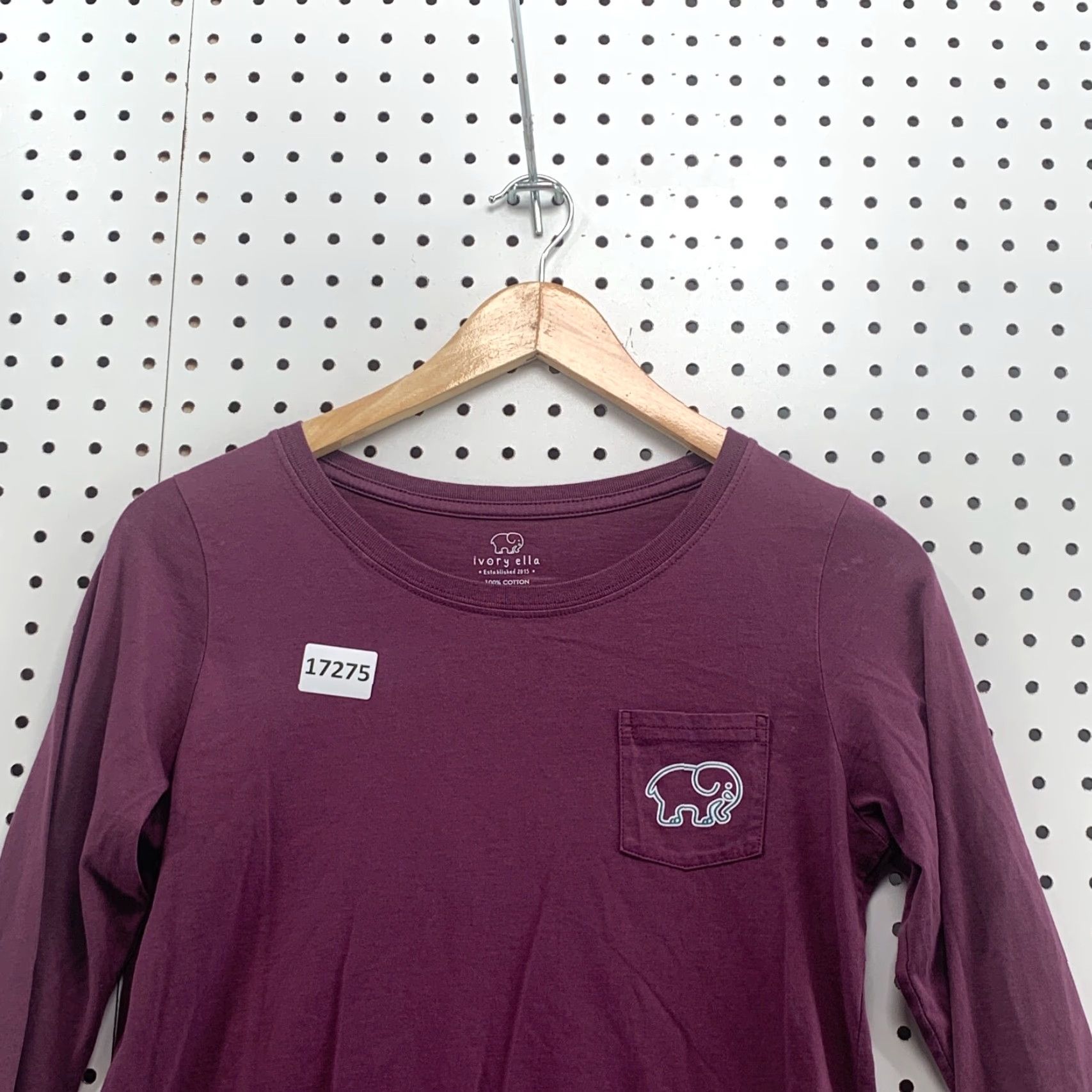 Vintage Ivory Ella Purple Long Sleeve Shirt Womans Small Pocket TEE Elephent Logo 17X22 Size S / US 4 / IT 40 - 3 Thumbnail