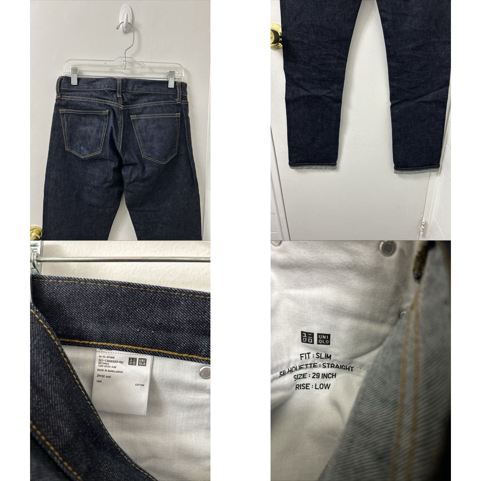 Uniqlo UNIQLO Jeans Slim Straight Fit 29x32 Denim Blue Dark Wash 5-Pocket Zipper Button Mens Jeans Size US 29 - 8 Thumbnail