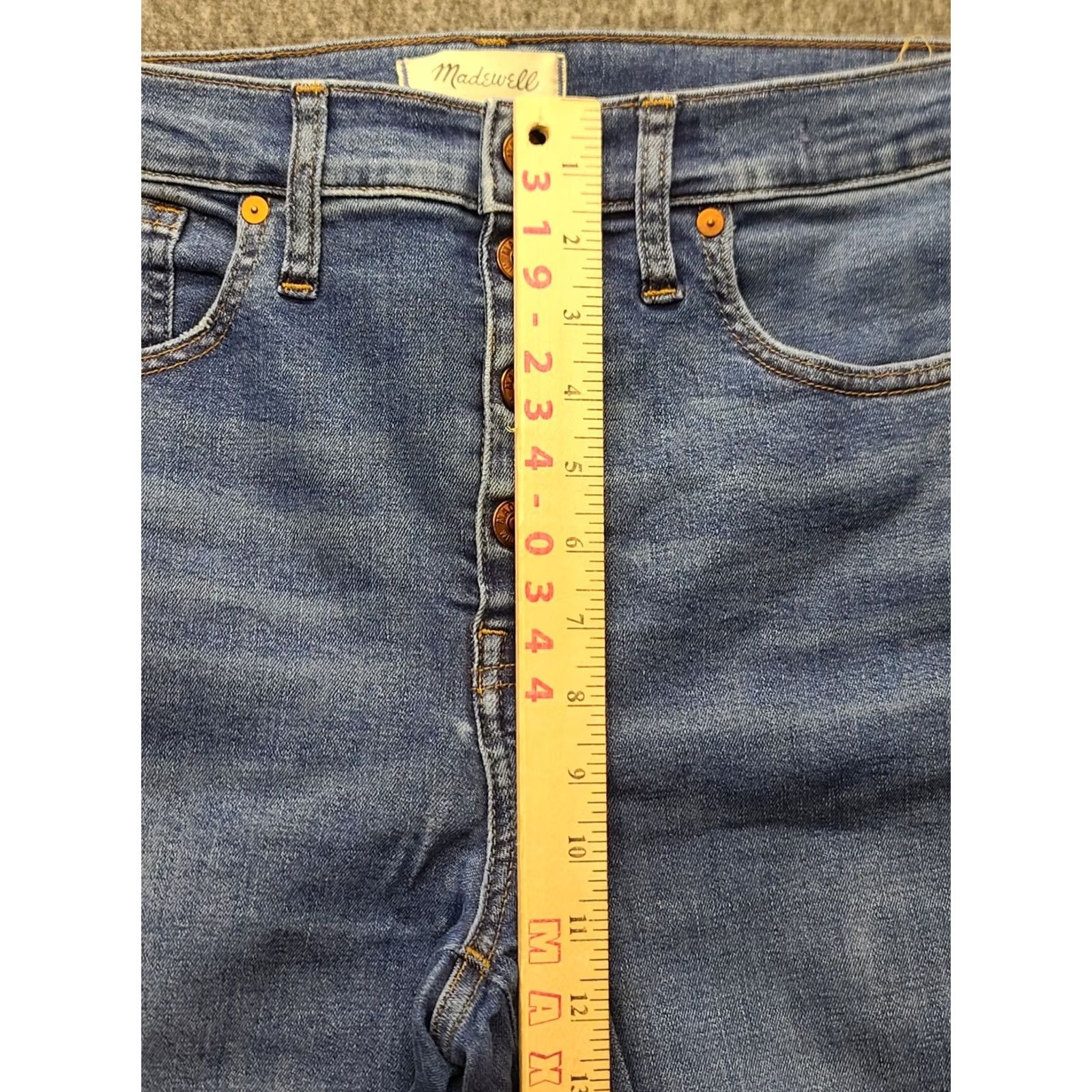 Madewell Madewell High Rise Skinny Jeans Womens 28x27 Light Wash Distressed Raw Cuff Slimming Stretch 5-Pocket Denim Jeans Size 29" - 5 Thumbnail
