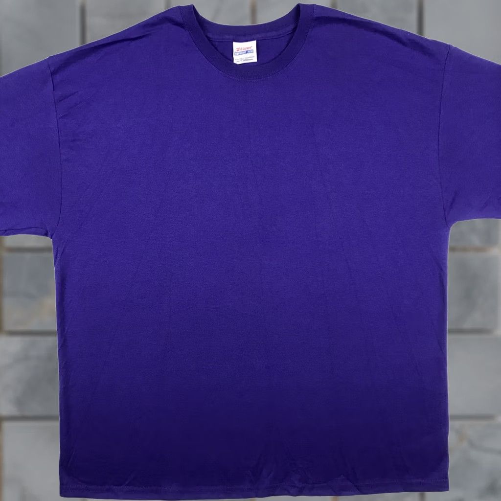 Hanes VINTAGE Hanes T-Shirt 2XL Purple Crew Neck Short Sleeve Cotton Blend Solid Mens 90s 80s Surf Beach Rock NOS Size US XXL / EU 58 / 5 - 1 Thumbnail