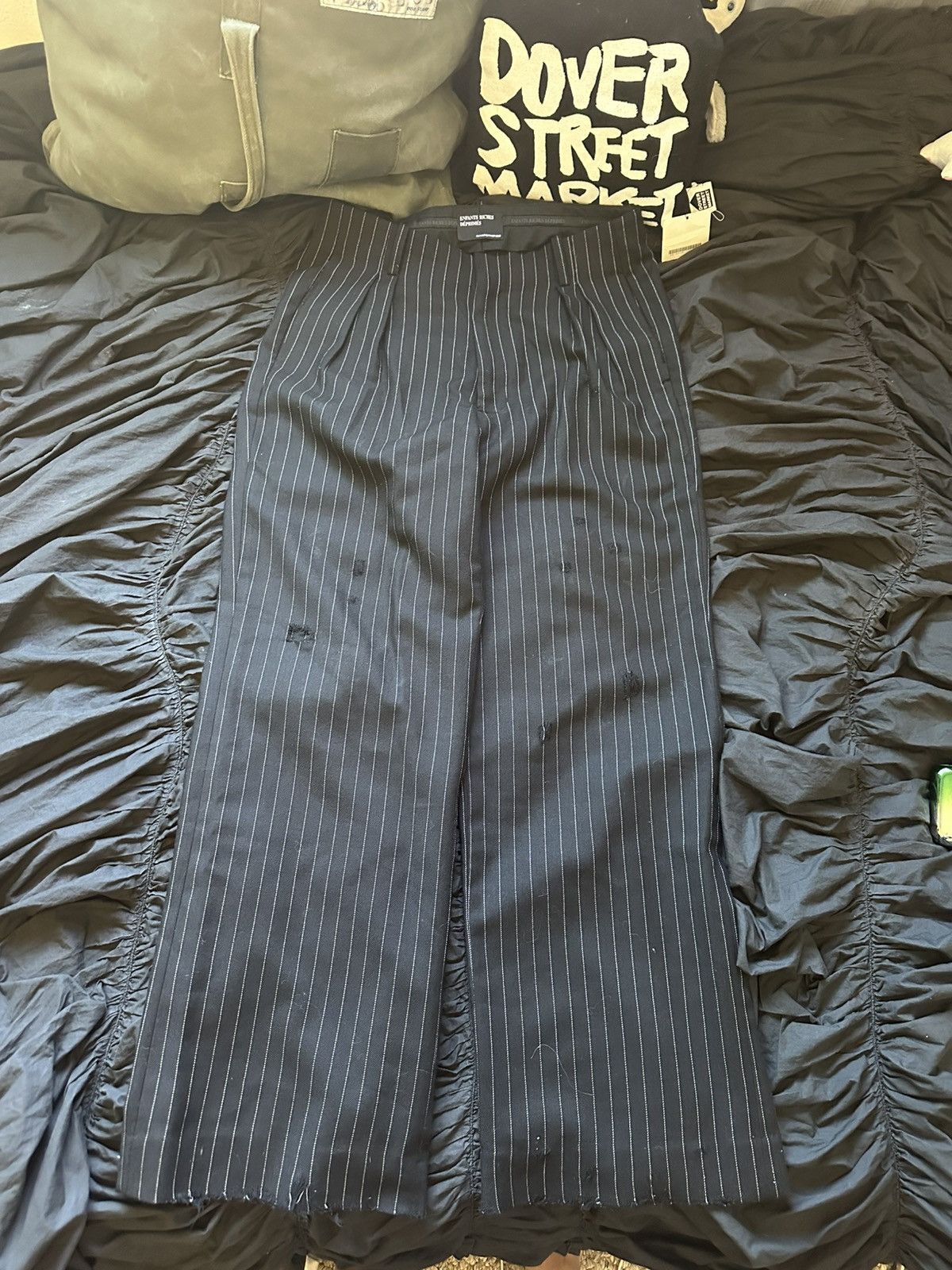 Enfants Riches Deprimes Distressed Pinstripe Trousers