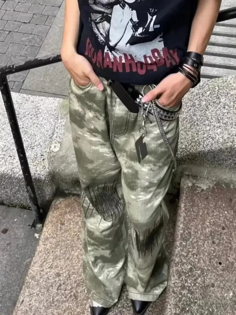 Japanese Brand Retro loose camouflage micro flared jeans Size US 30 / EU 46 - 4 Thumbnail