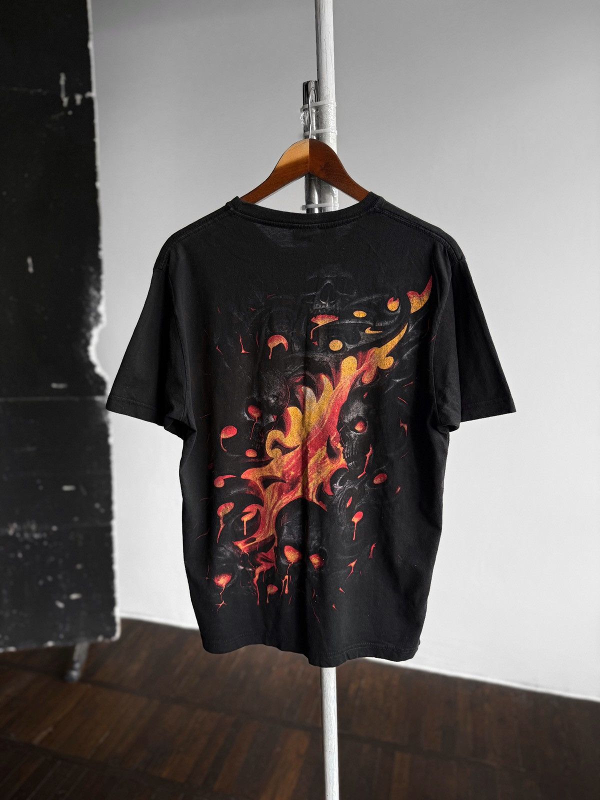 Vintage Spiral Vintage Mens Black Flame Skull SS T-Shirt Biker Size US L / EU 52-54 / 3 - 2 Thumbnail