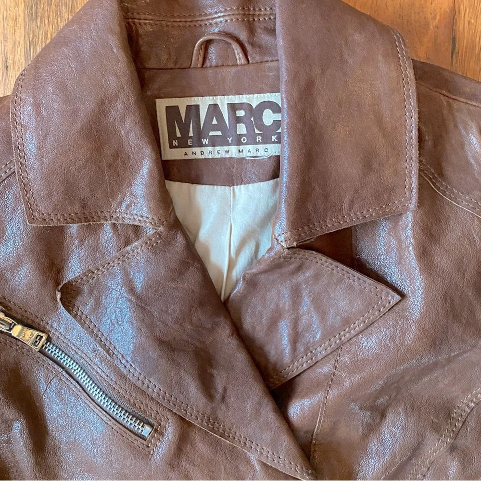 Andrew Marc Andrew Marc NY $450 Leather Cocoa Brown Biker Jacket S Size S / US 4 / IT 40 - 10 Thumbnail