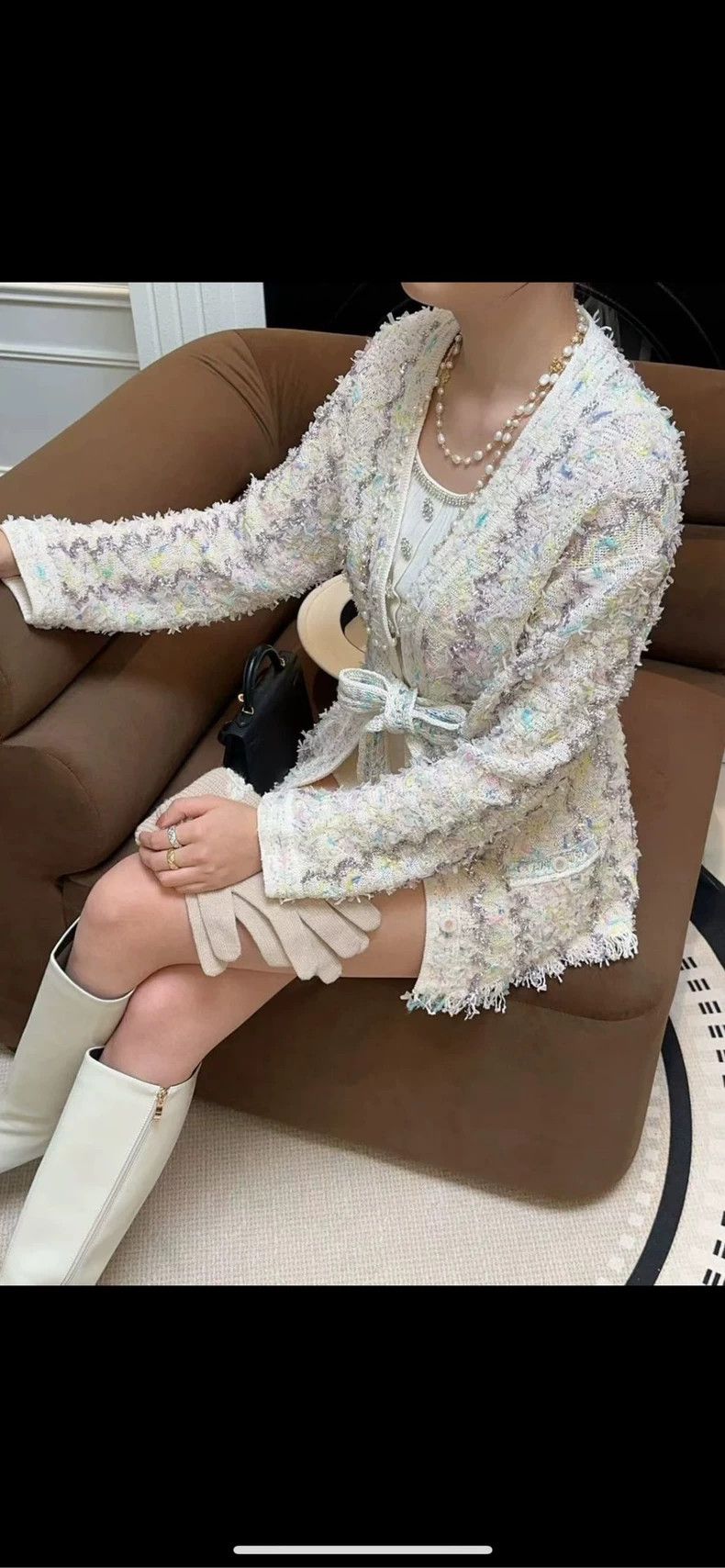 Chanel Chanel 22P shiny silk colored tweed braided cardigan jacket Size XS / US 0-2 / IT 36-38 - 8 Thumbnail