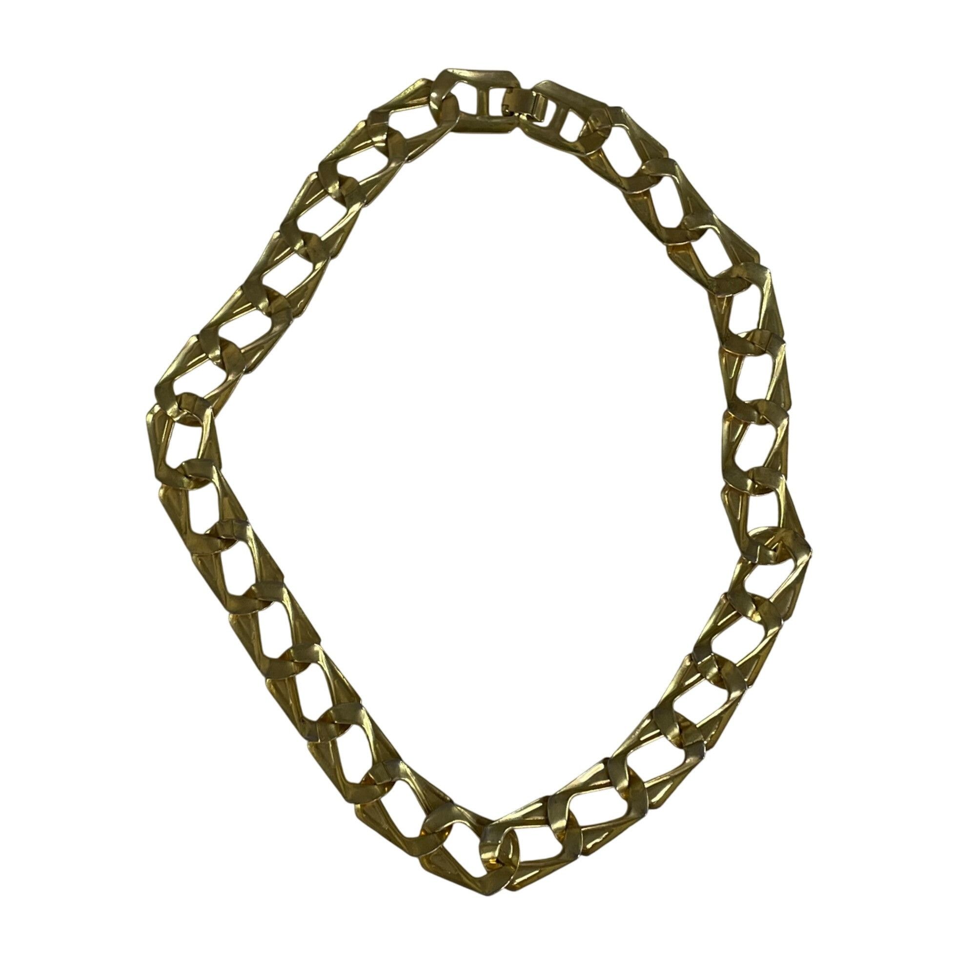 Other Vintage Gold Tone Chain Link Choker Necklace Black Enamel Ac Size ONE SIZE - 4 Thumbnail