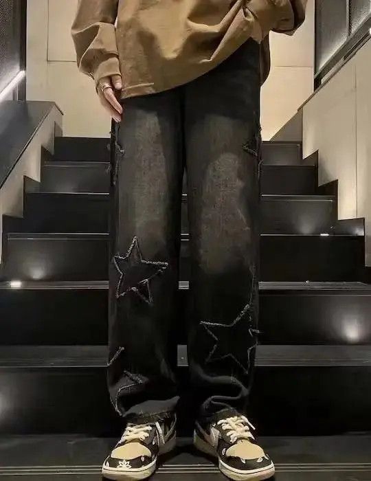 Japanese Brand Black Color Star Aesthetic Spliced Denim Size US 32 / EU 48 - 2 Thumbnail