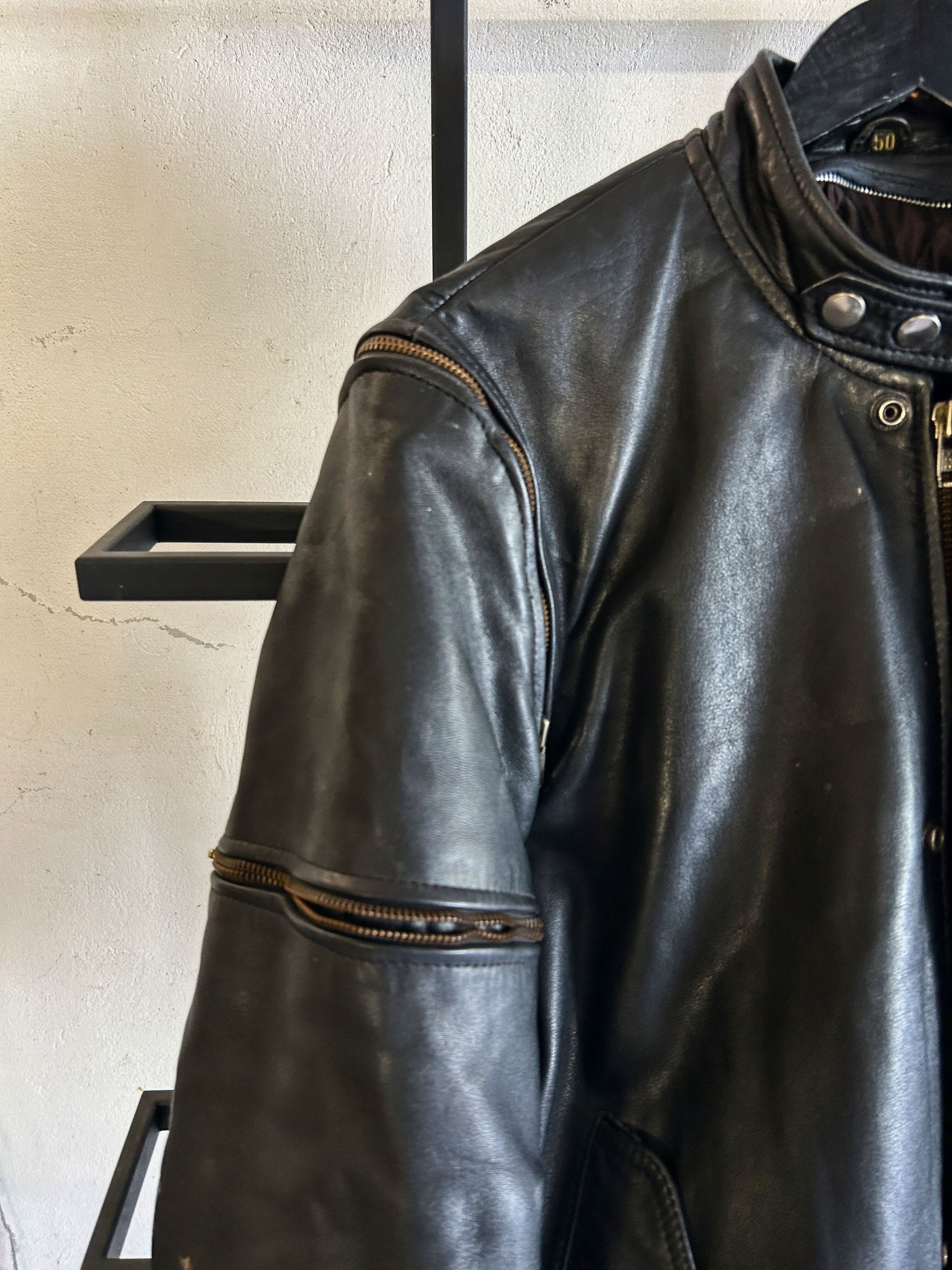 Japanese Brand Vintage Leather Cafe Racer Jacket Minimal Biker Style Size US M / EU 48-50 / 2 - 3 Thumbnail