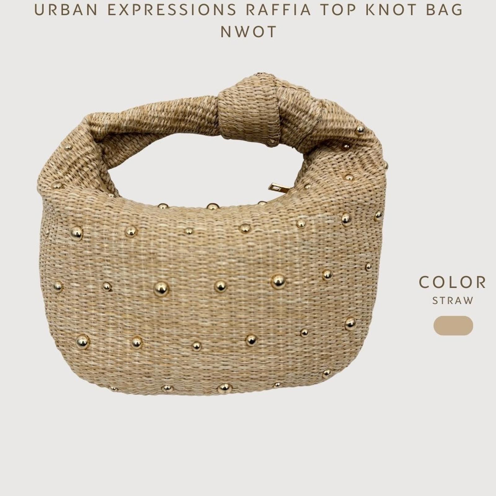 Other Urban Expressions Raffia Top Knot Bag Studded straw bag NWOT Size ONE SIZE - 2 Thumbnail