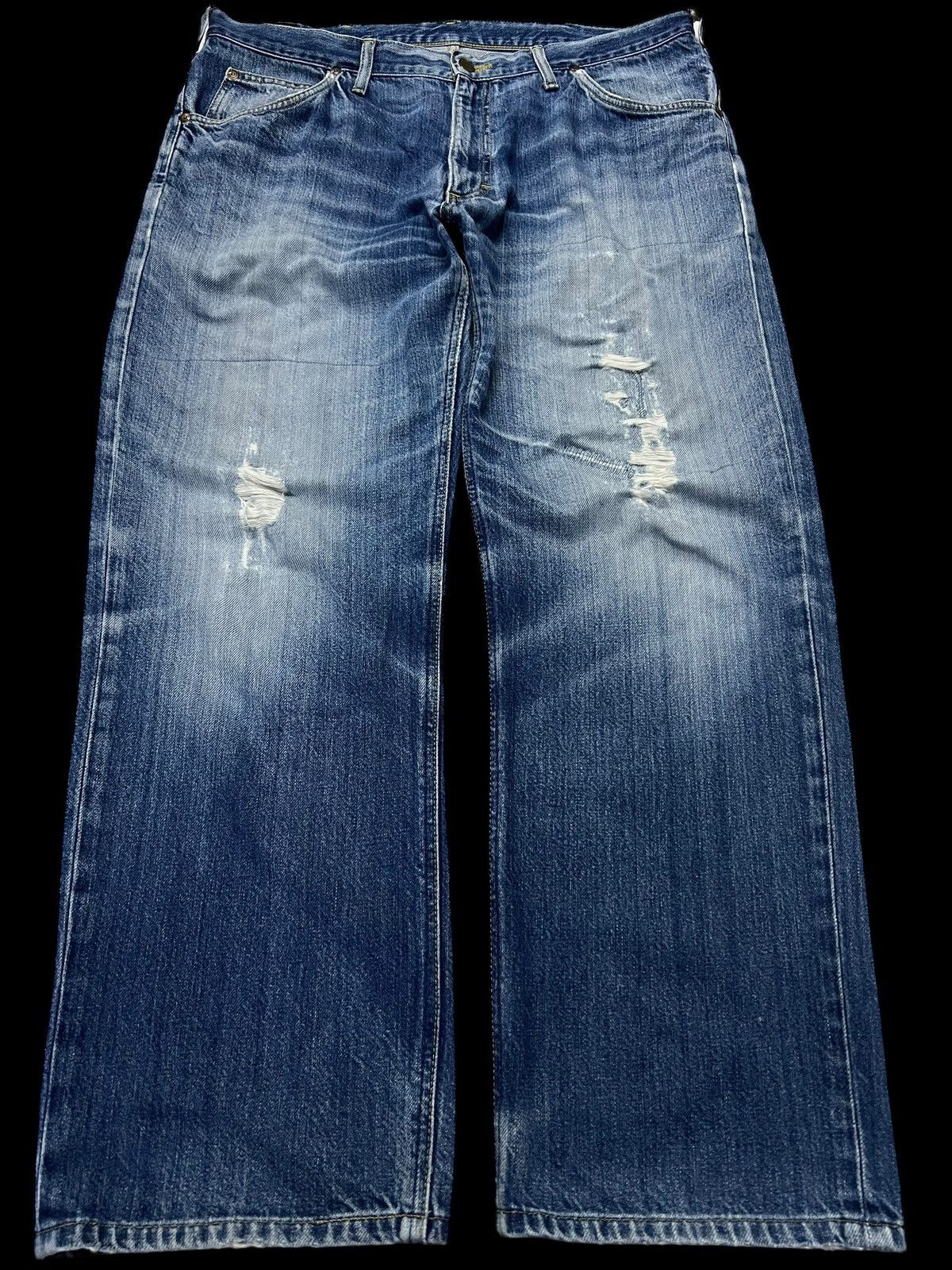Lee 🌈80s Lee Riders Baggy Distress Zipper Jean Size US 35 - 1 Thumbnail