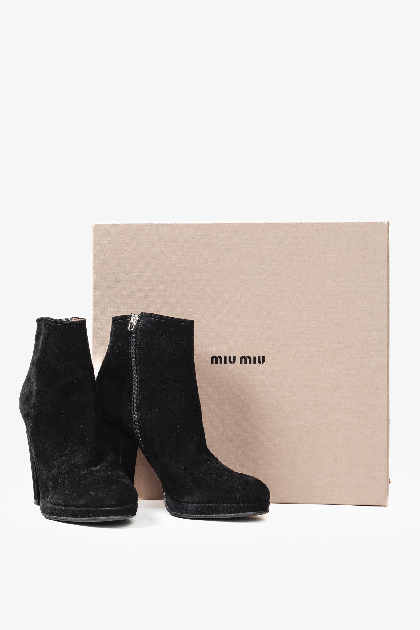 Miu Miu Miu Miu Black Suede Heel Bootie Size US 6.5 / IT 36.5 - 11 Thumbnail