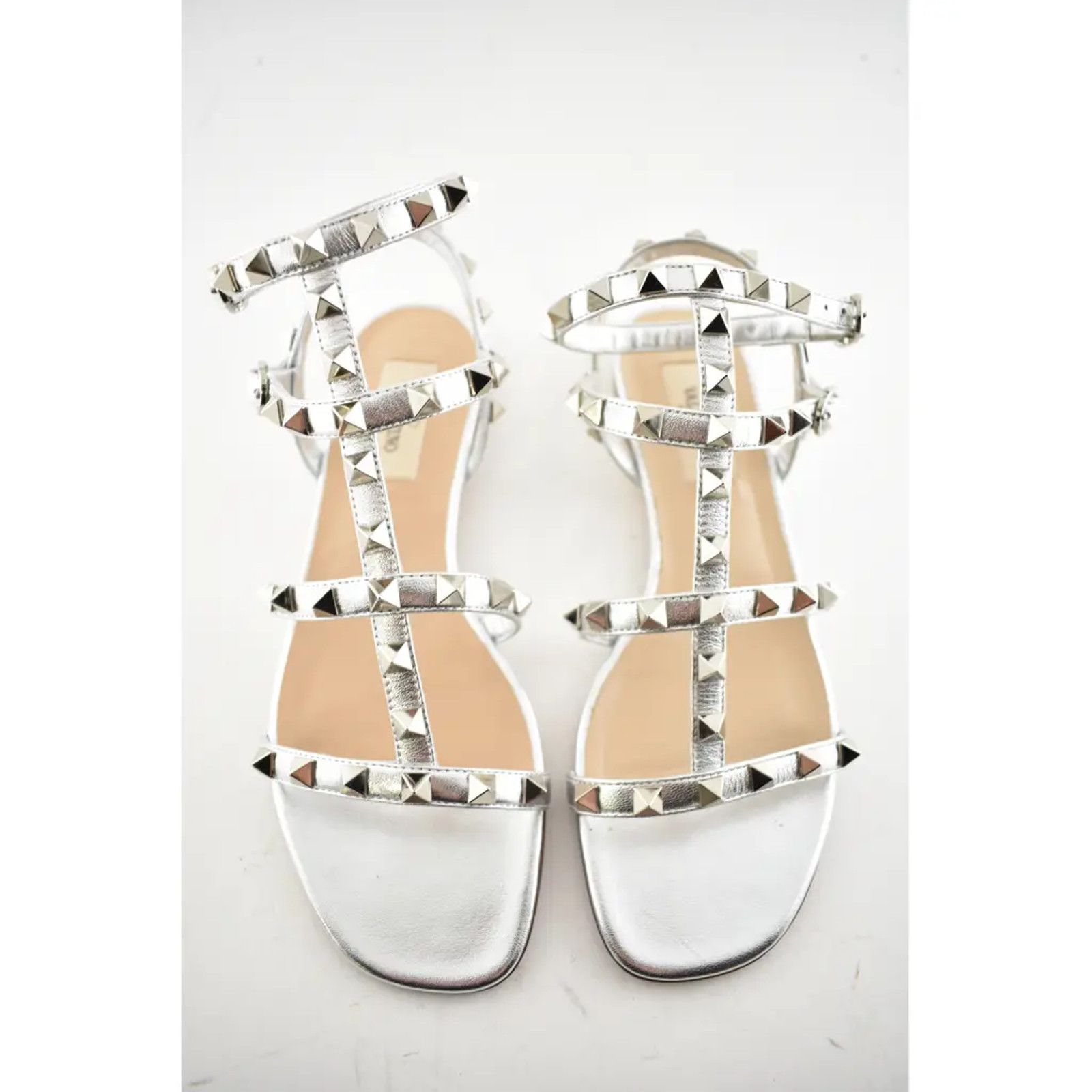 Valentino Valentino Rockstud Silver Stud Leather Ankle Strap Gladiator Size US 6.5 / IT 36.5 - 7 Thumbnail