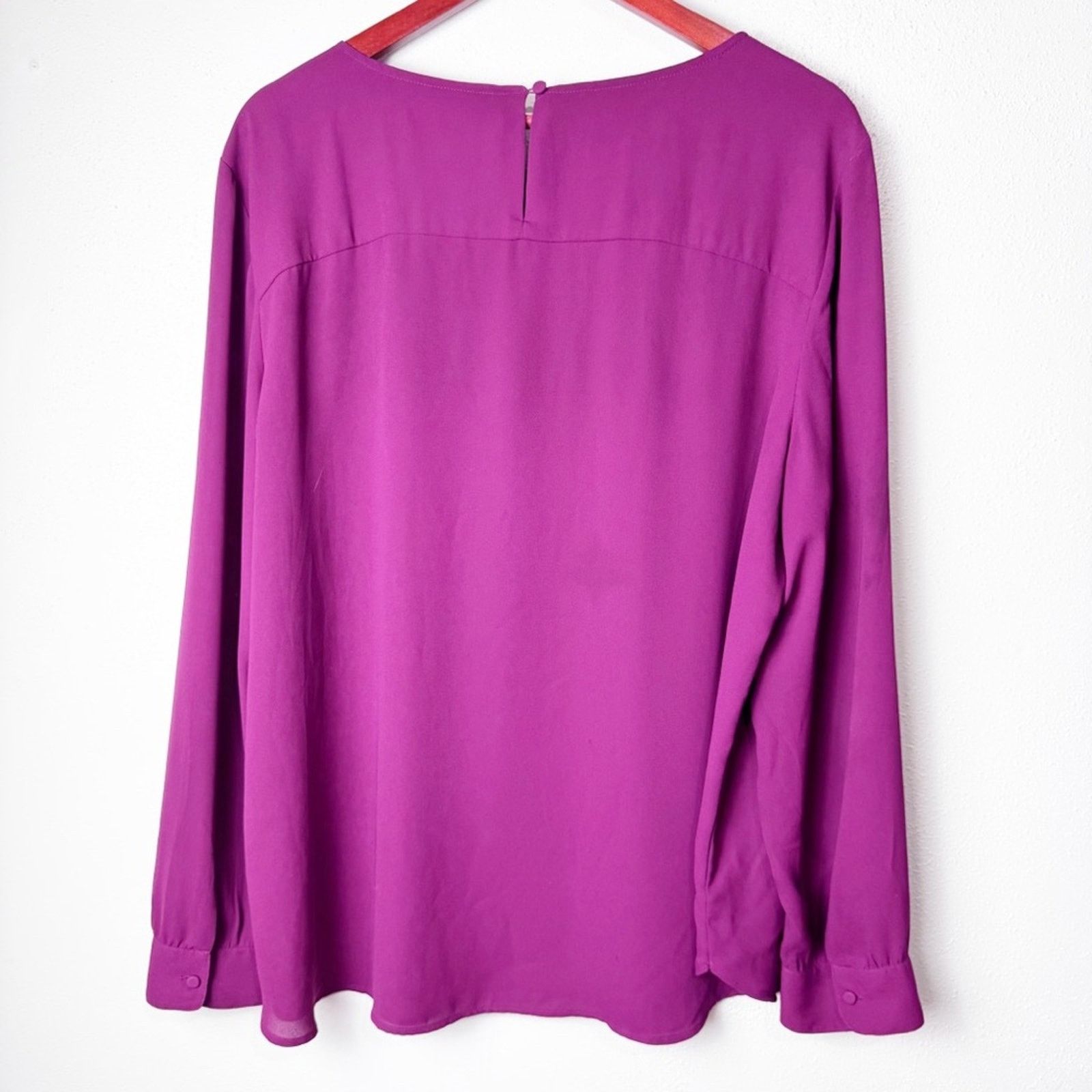 Loft Loft Burgundy Split Button Bodice Popover Blouse Womens XXL Size XXL / US 16-18 / IT 52-54 - 5 Thumbnail