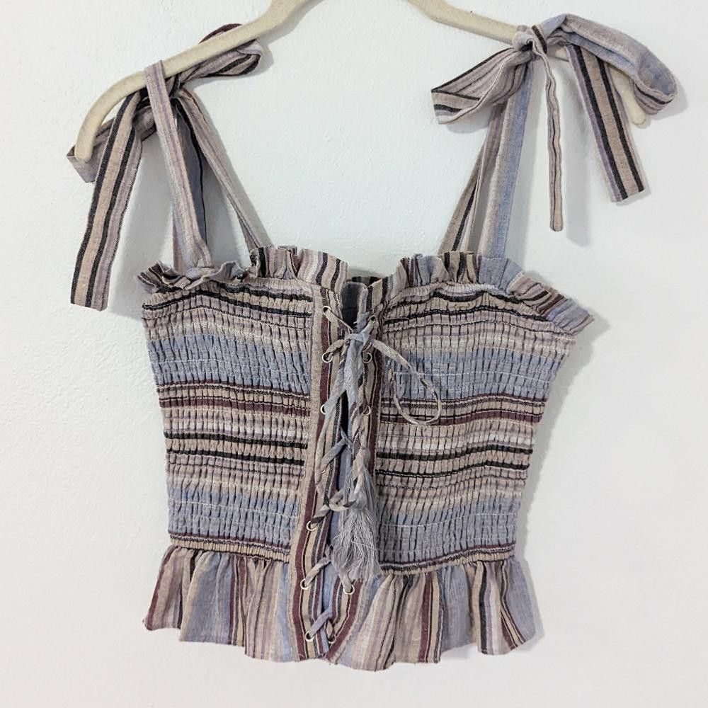 Designer Storia Striped Two Piece Set with Ruffled Hem Size S / US 4 / IT 40 - 2 Thumbnail