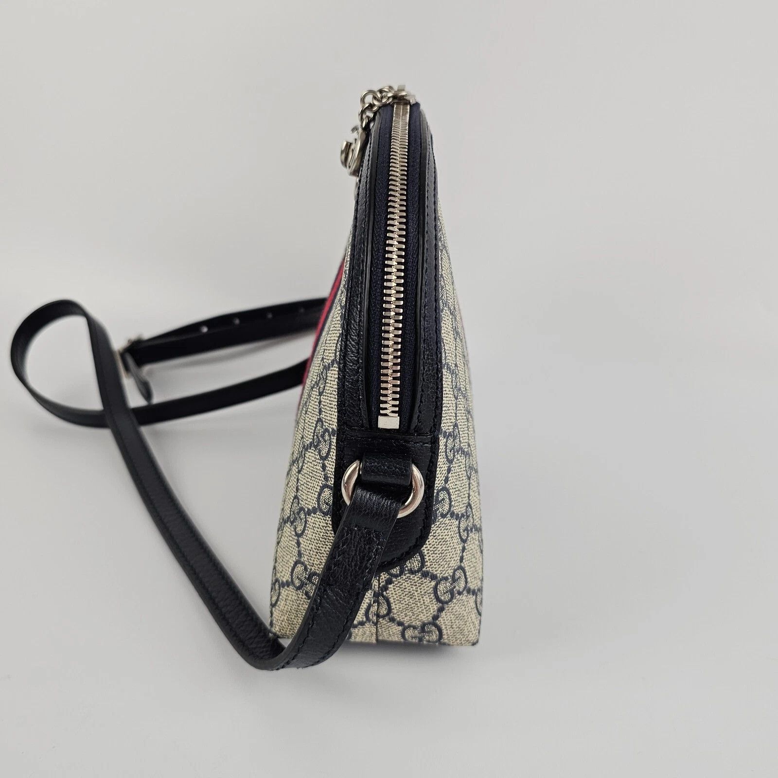 GUCCI Ophidia Small Beige/Blue GG Canvas Shoulder Bag