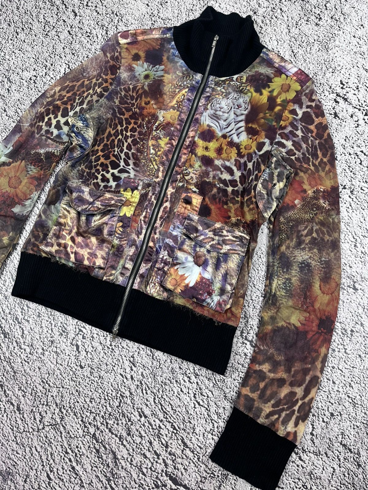Japanese Brand Vintage Mesh Printed Animal Zip Jacket Floral Cavalli Style Size M / US 6-8 / IT 42-44 - 6 Thumbnail
