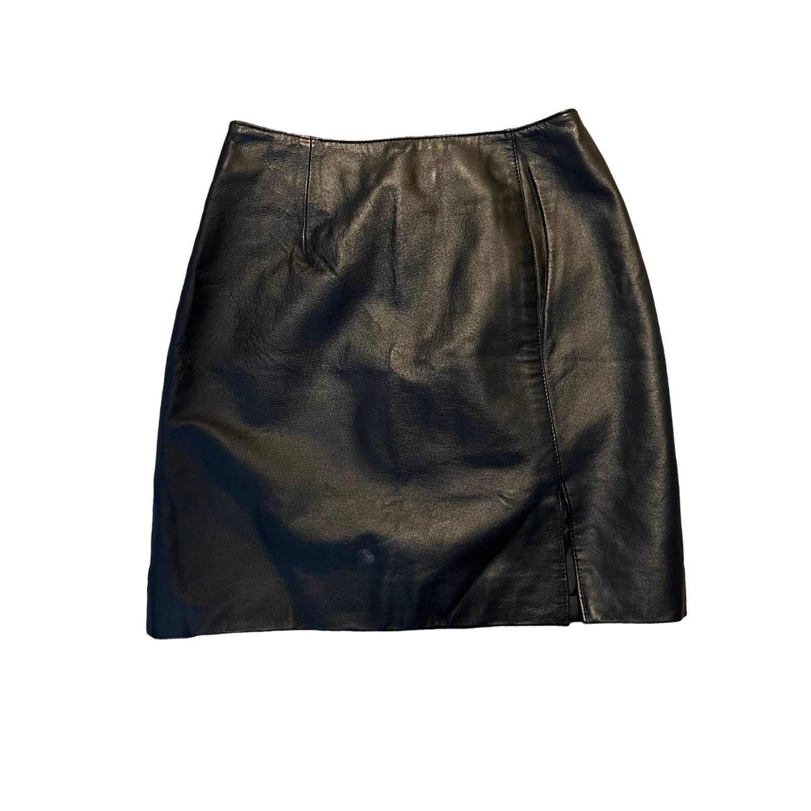 The Unbranded Brand Newport News Vintage Black Leather Mini Skirt Sz 8 Size 28" / US 6 / IT 42 - 1 Thumbnail