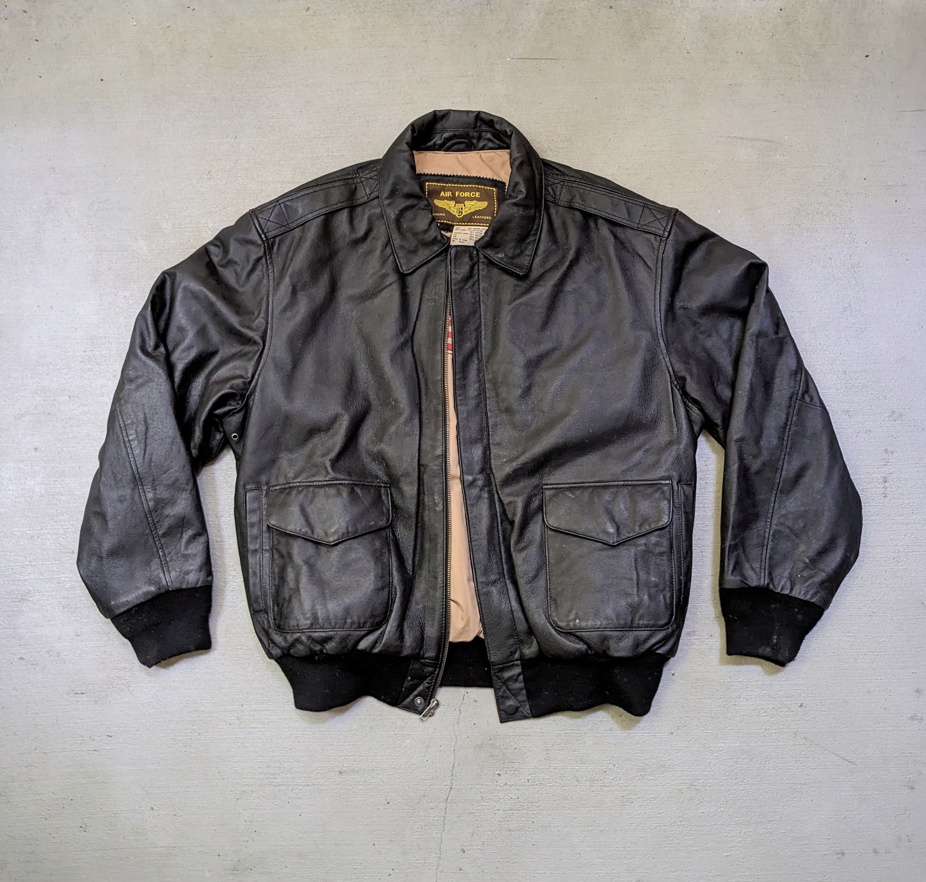 Genuine Leather Air Force Leather Jacket Black Size XL Tall Bomber XLT Size US XL / EU 56 / 4 - 1 Thumbnail