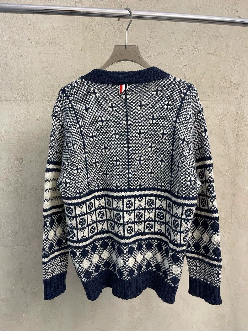 Thom Browne Thom browne Dark blue white retro jacquard four-striped woo Size US L / EU 52-54 / 3 - 2 Thumbnail