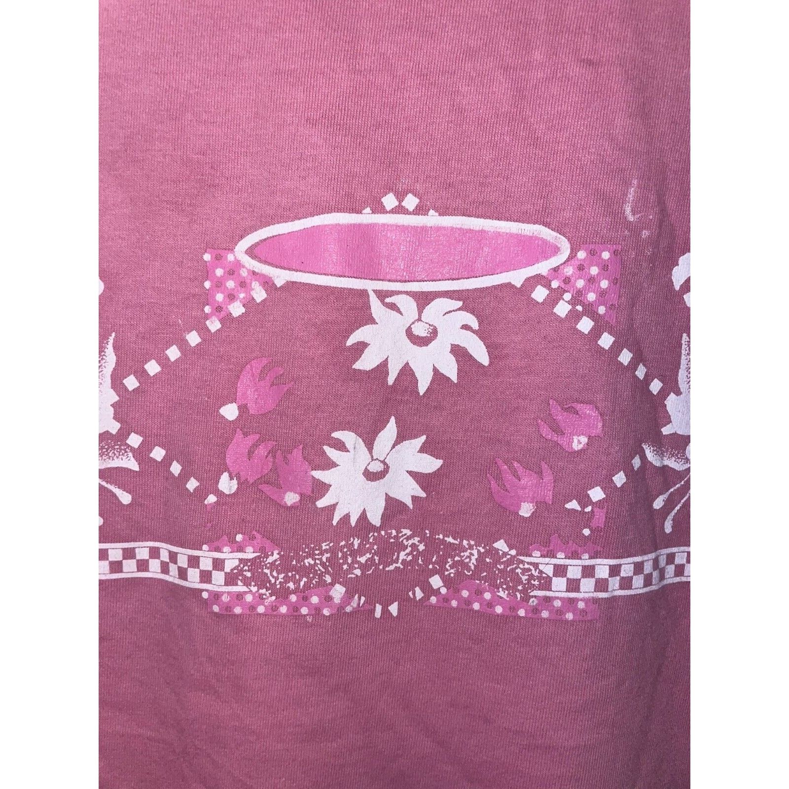 Jerzees Vintage Misprint Shirt Jerzees Pink Flower Floral 90s Tee Size US L / EU 52-54 / 3 - 3 Thumbnail