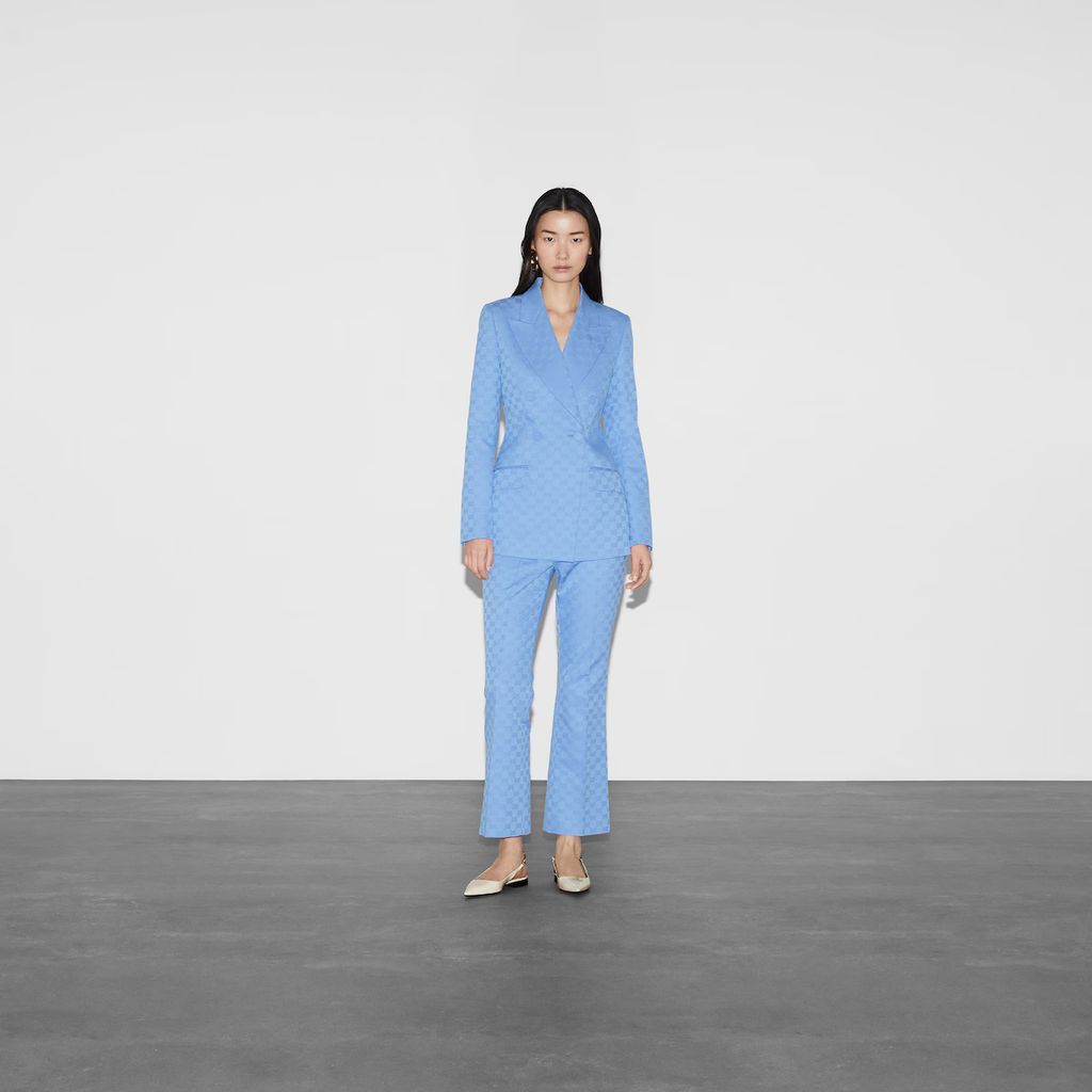 Gucci o1loc1c0226 787674 GG Cotton Gabardine Jacket in Dusty Blue Size XL / US 12-14 / IT 48-50 - 2 Thumbnail