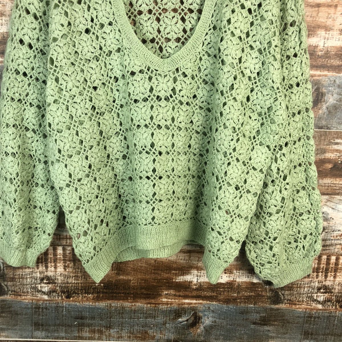 Homespun Knitwear Japan vintage crochet meshnet Green Knitwear #A1979 Size US S / EU 44-46 / 1 - 6 Thumbnail