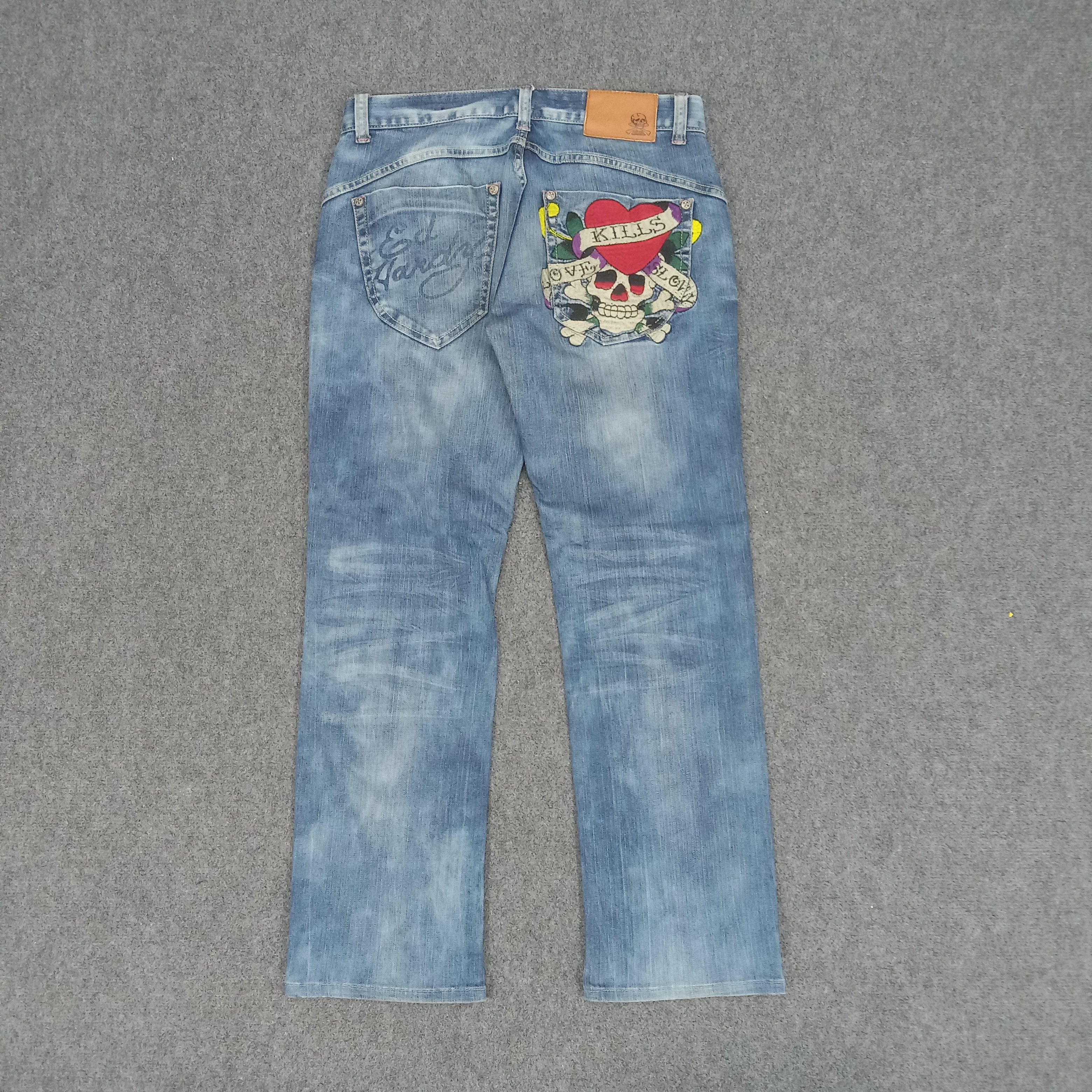 Christian Audigier × Ed Hardy × Vintage Ed Hardy by Christian Audiger Embroidery Denim Jeans Size 32" / US 10 / IT 46 - 1 Thumbnail