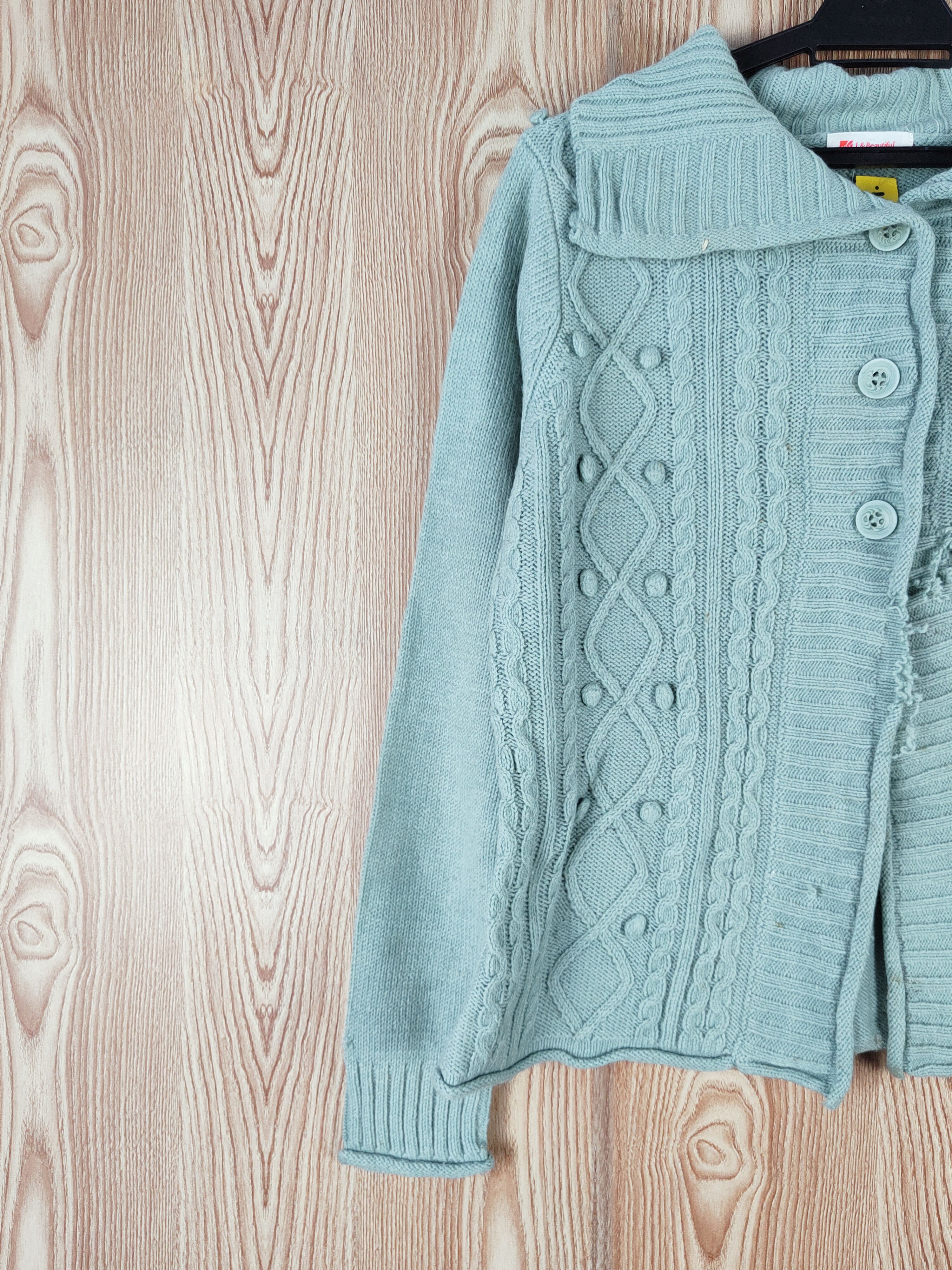 Japanese Brand × Vintage L& Beautiful Green Ripped Knitwear Cardigan #w875 Size M / US 6-8 / IT 42-44 - 3 Thumbnail