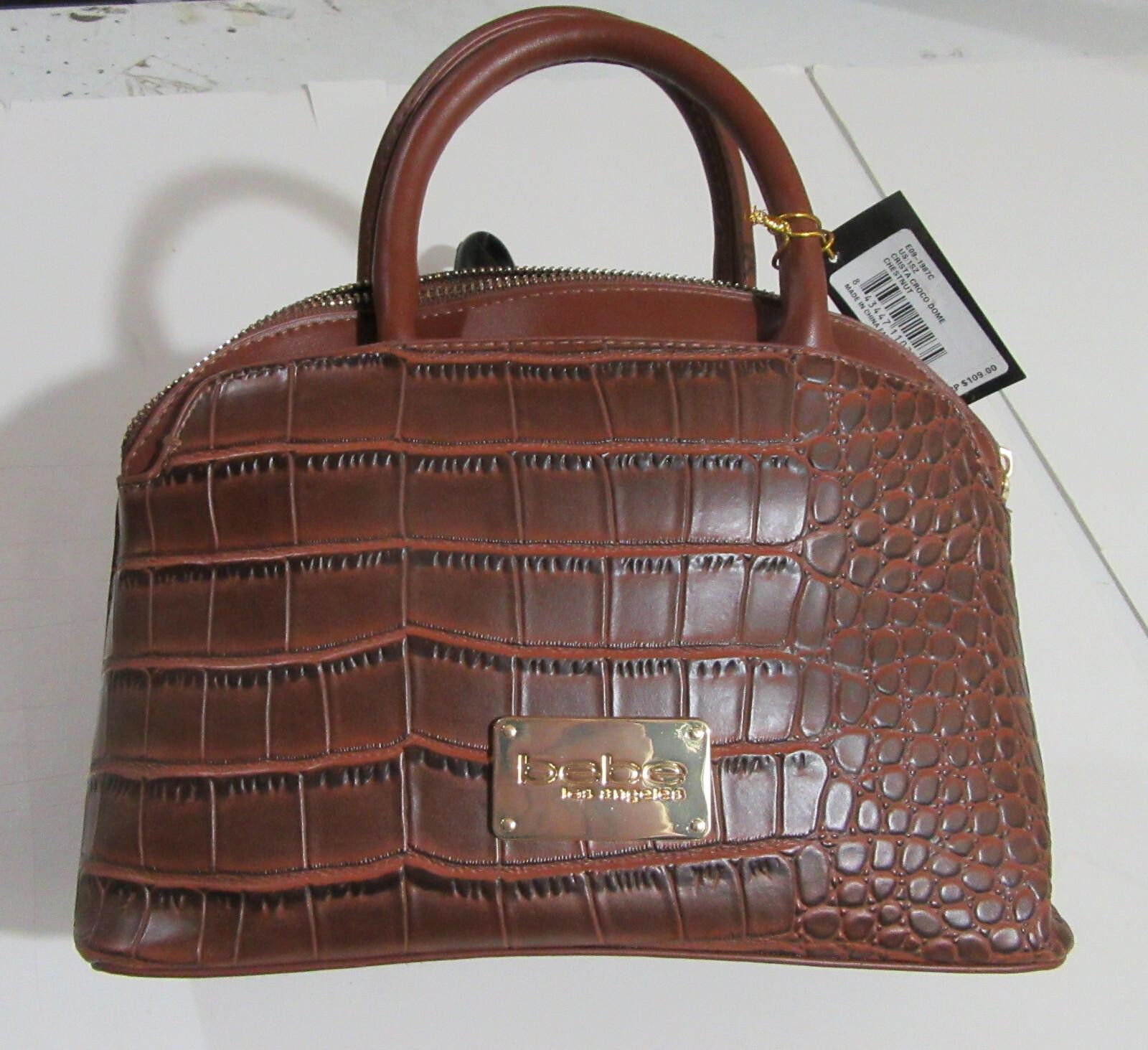 United Colors Of Benetton Bebe Crista Croco Dome Satchel Crossbody Bag Chestnut Brown Size ONE SIZE - 3 Thumbnail