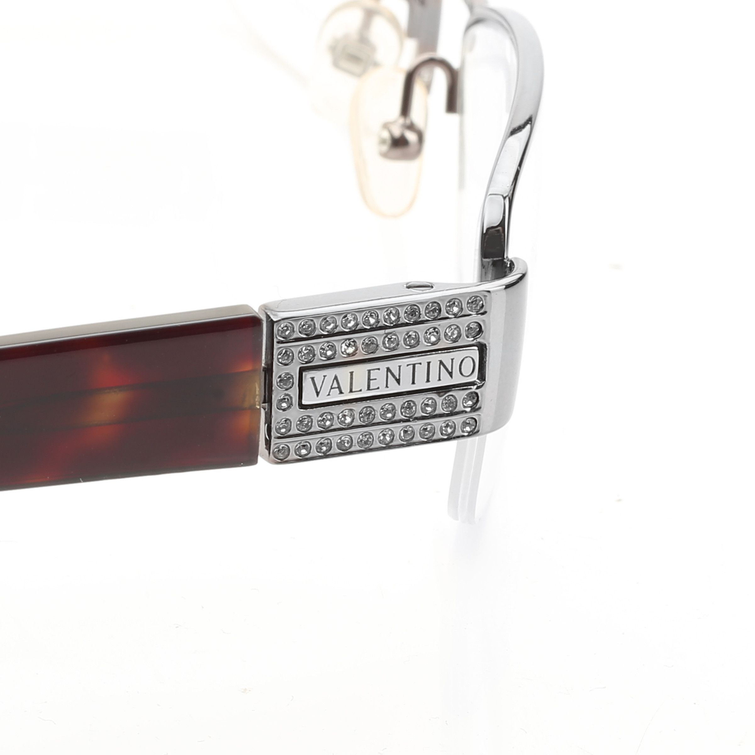 Valentino Valentino '90s Brown Half-Rim Crystals Glasses Size ONE SIZE - 1 Thumbnail